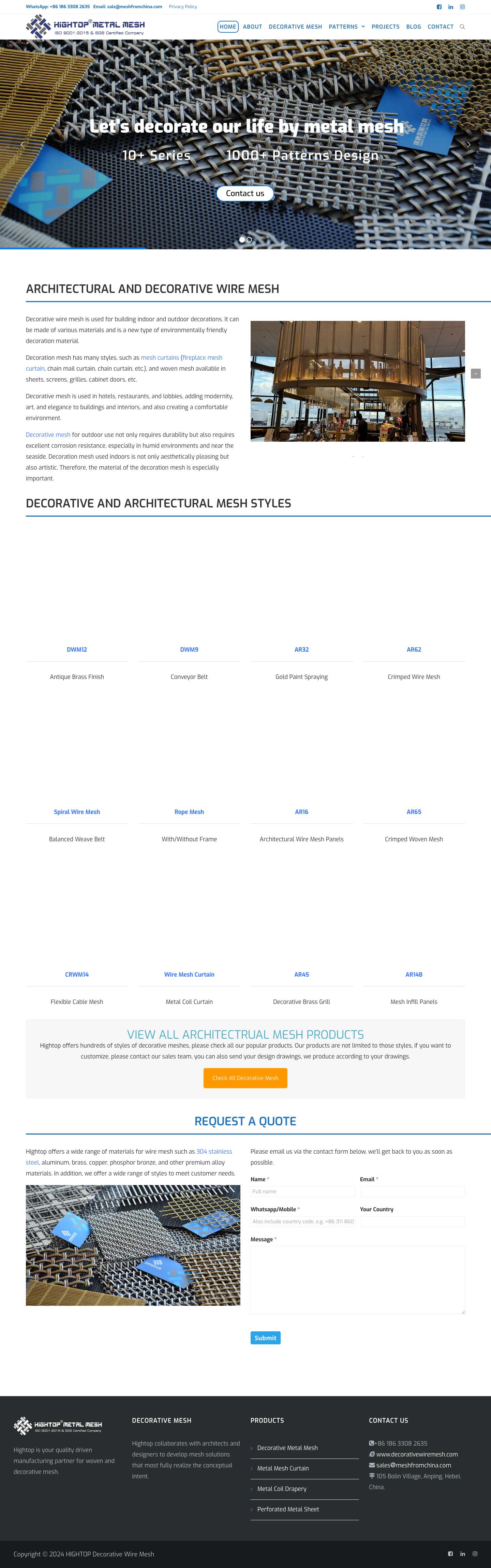 Decorative Metal Wire Mesh Manufacturers - Hightop Metal Mesh - Full Screenshot