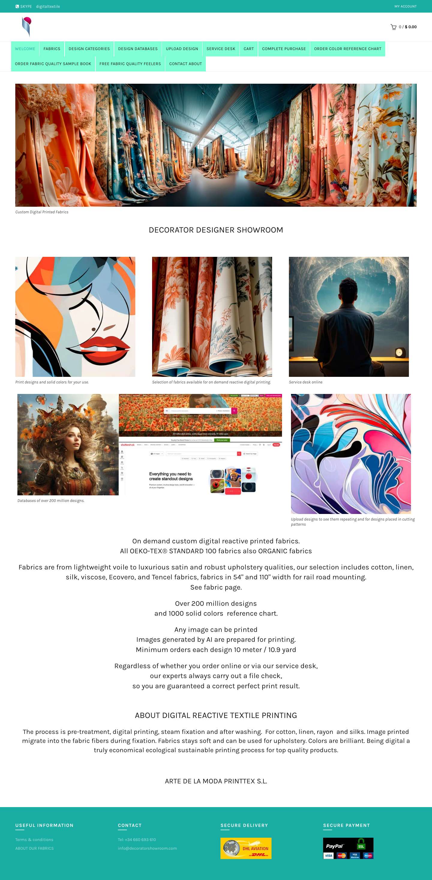 Welcome - Custom digital reactive textile printing - Full Screenshot