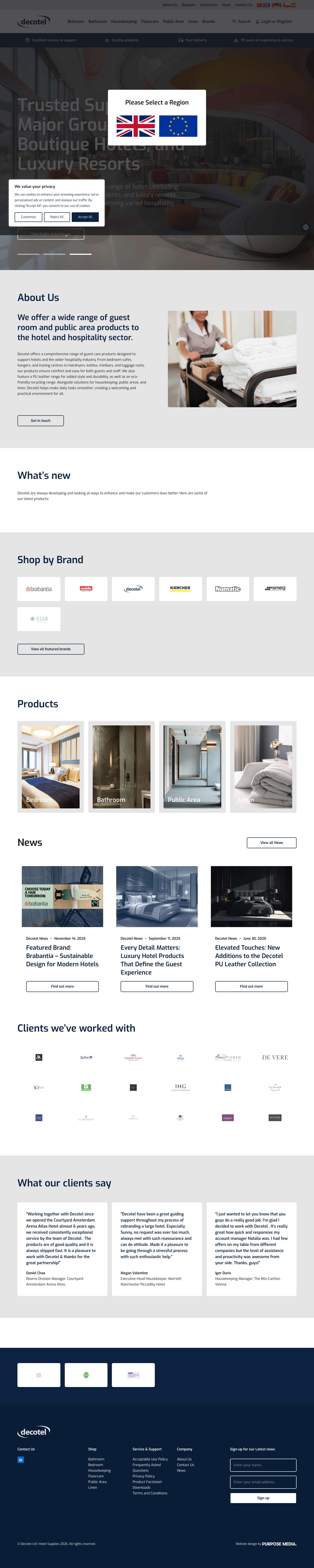 Home - Decotel Ltd | Hotel Supplies - Full Screenshot