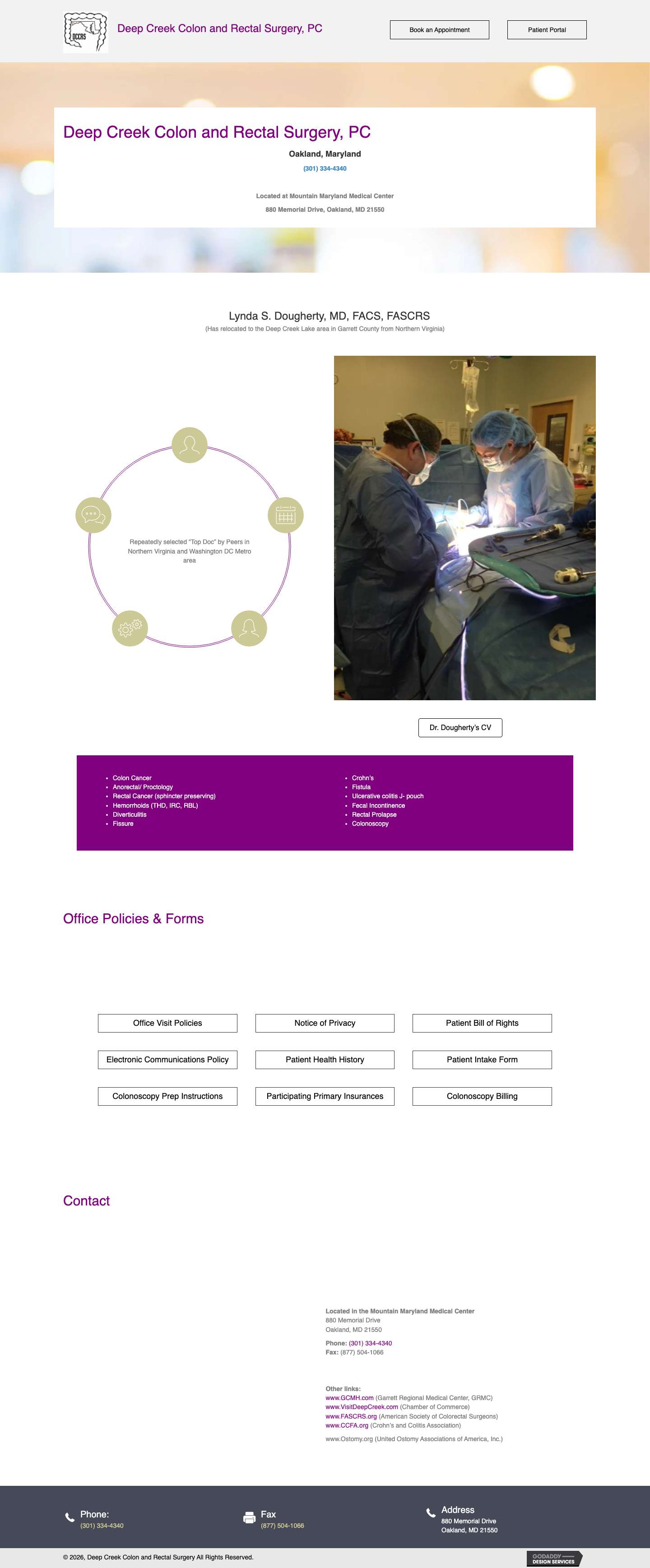 Colorectal surgery - Deep Creek Colon and Rectal Surgery - Full Screenshot