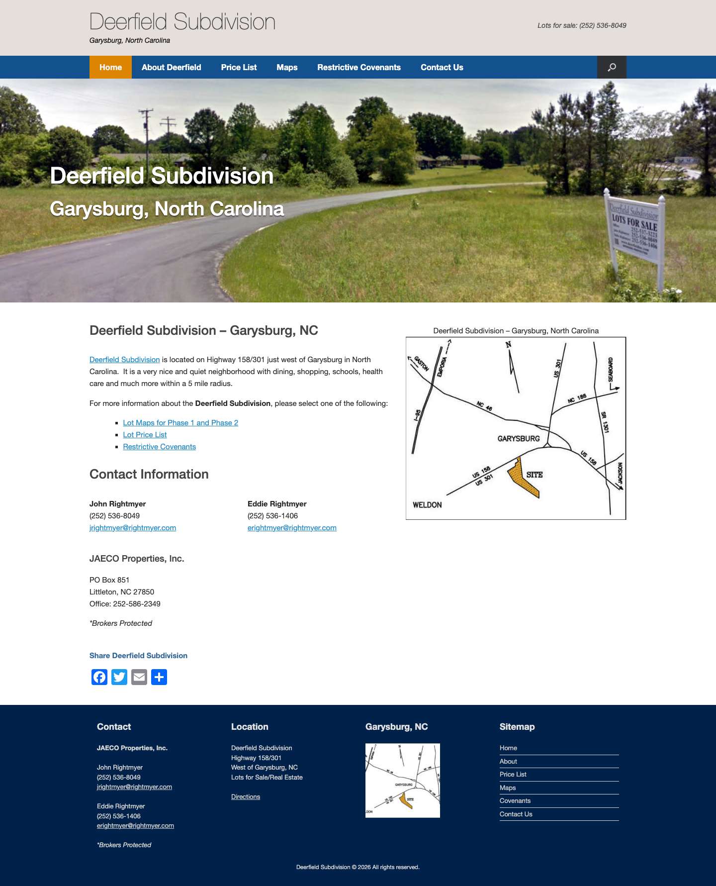 Deerfield Subdivision - Lots for Sale - Garysburg, North Carolina - Full Screenshot
