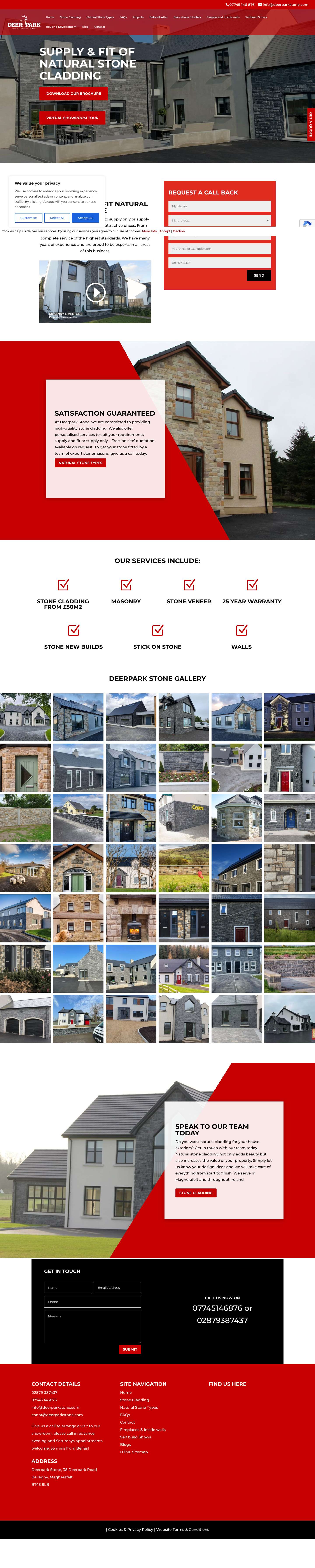 Suppliers and Fitters of Natural Stone Cladding at Deerpark Stone - Full Screenshot