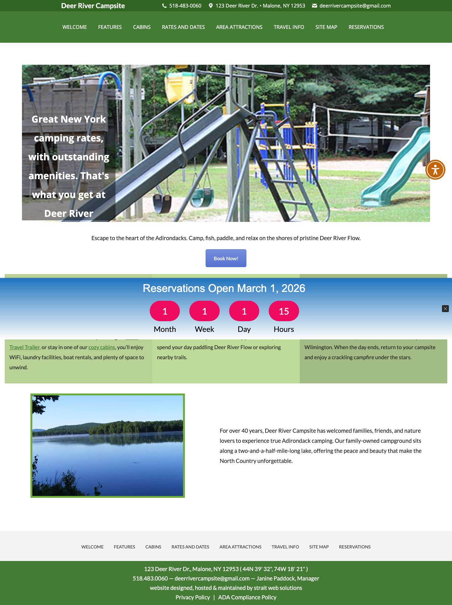 Deer River Campsite | Adirondack Camping in Malone, NY - Full Screenshot