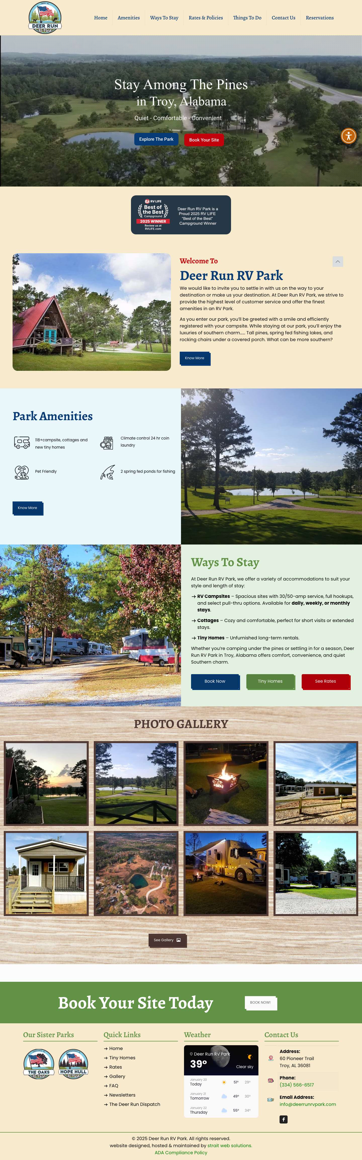 Deer Run RV Park – Stay Among the Pines in Troy AL - Full Screenshot