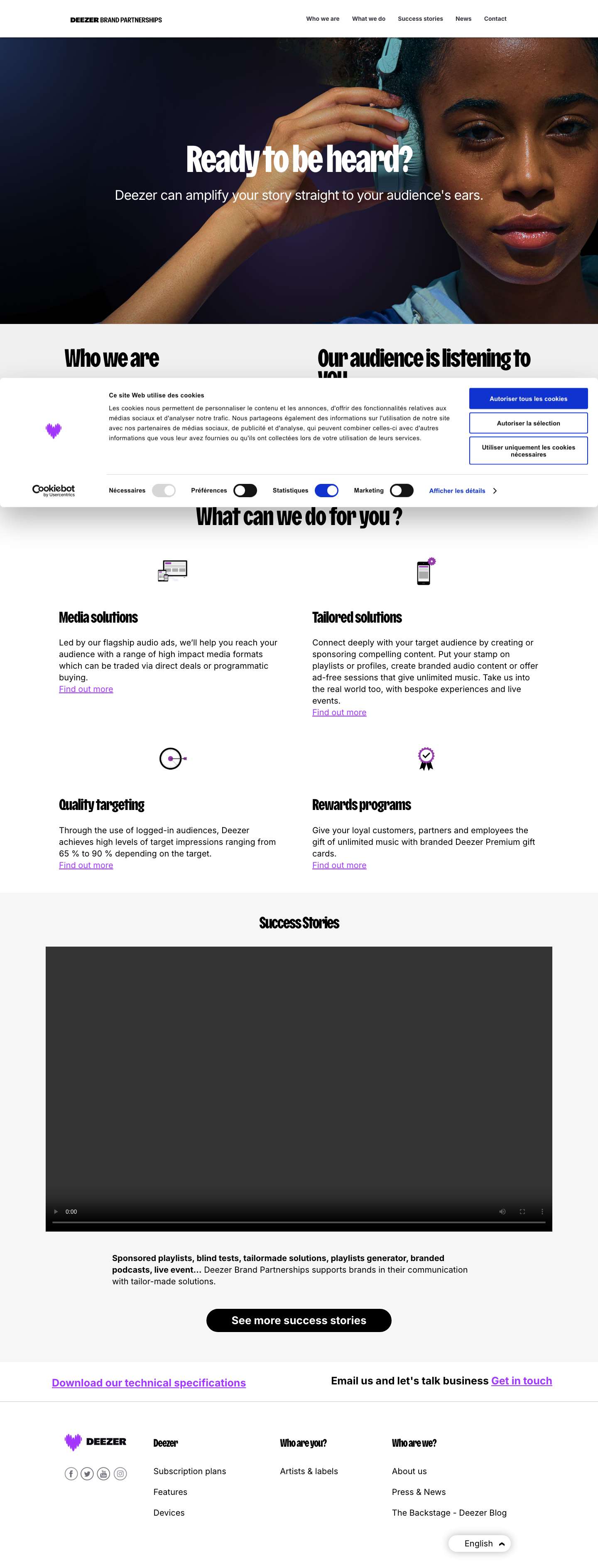 Home | Deezer Brand Partnerships - Full Screenshot