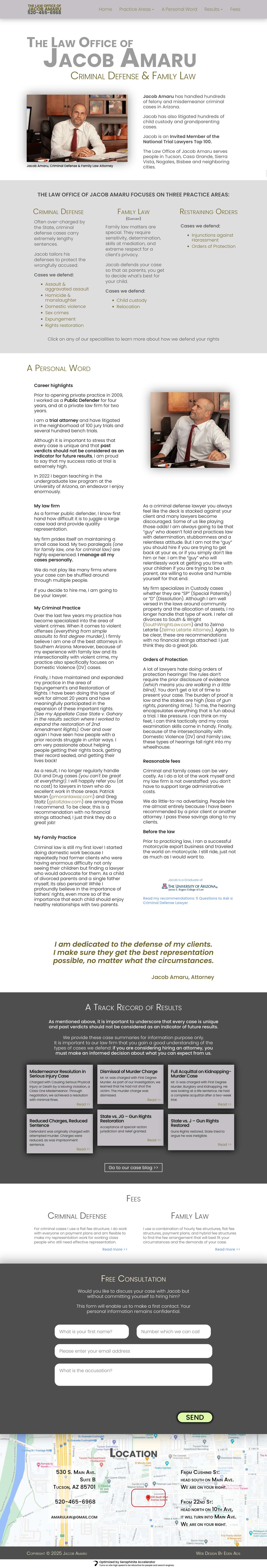 Criminal Defense Attorney Tucson - Jacob Amaru | Criminal Defense & Family Law Attorney in Tucson - Full Screenshot