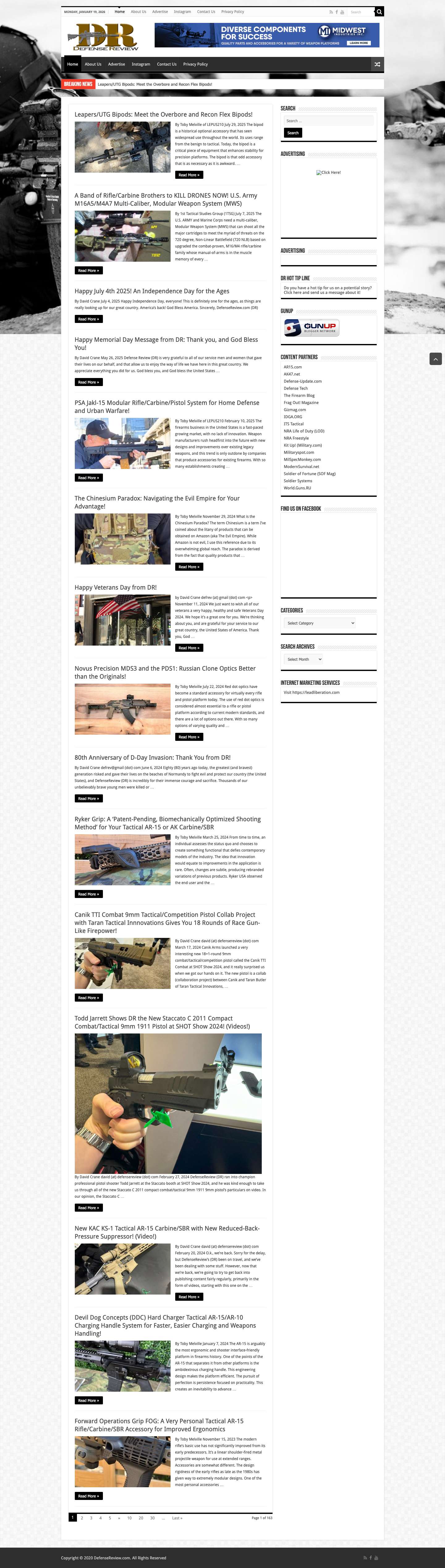 DefenseReview.com (DR): An online tactical technology and military defense technology magazine with particular focus on the latest and greatest tactical firearms news (tactical gun news), tactical gea... - Full Screenshot
