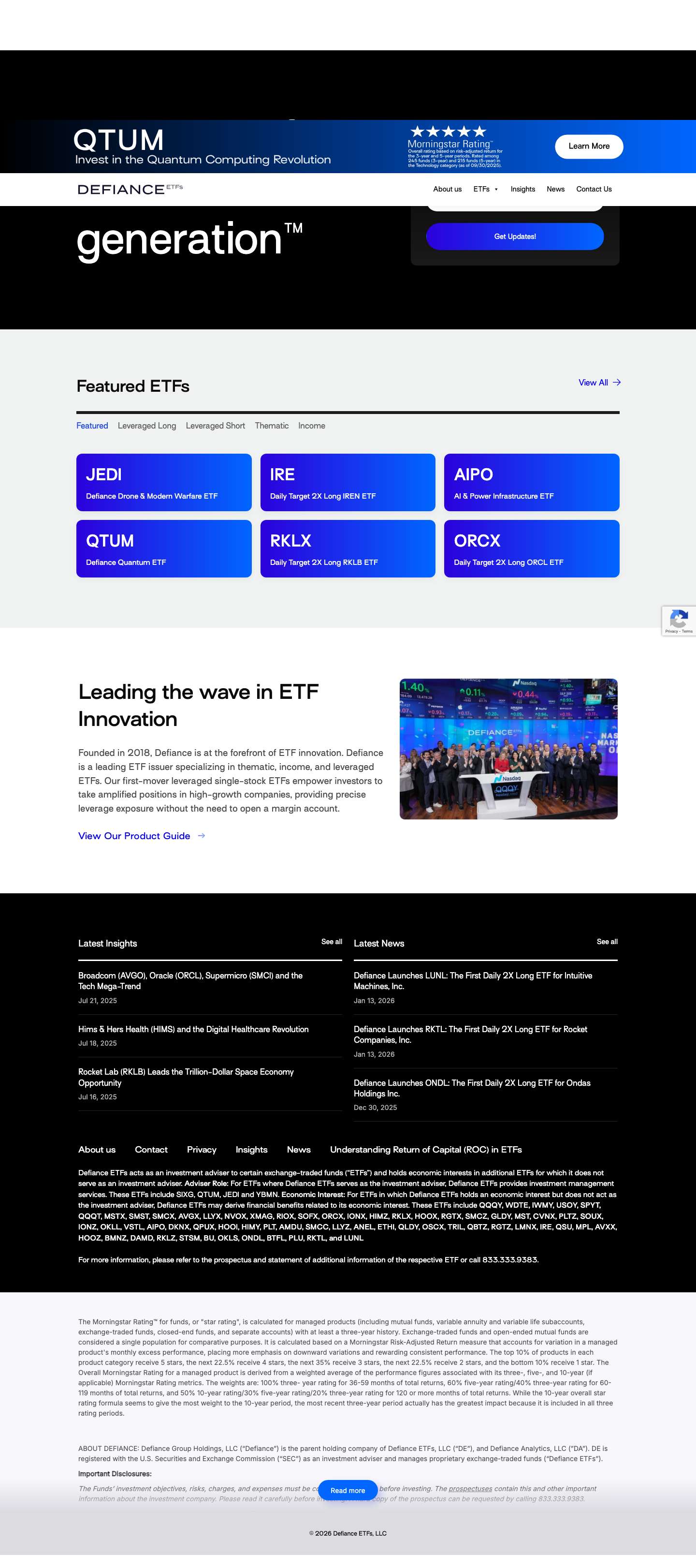 Defiance ETFs: ETFs Built For The Next Generation - Full Screenshot