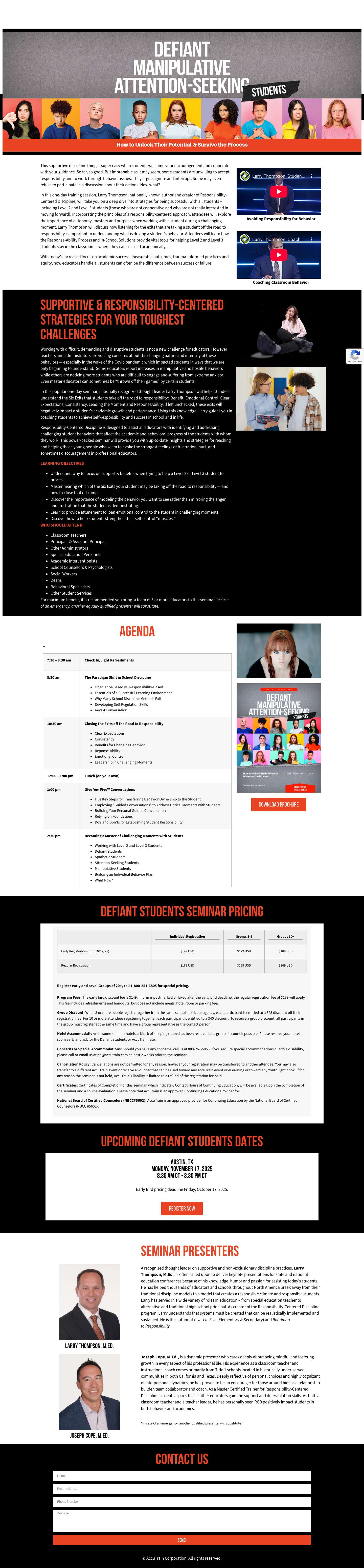 Defiant, Manipulative & Attention Seeking Students Seminar - Full Screenshot