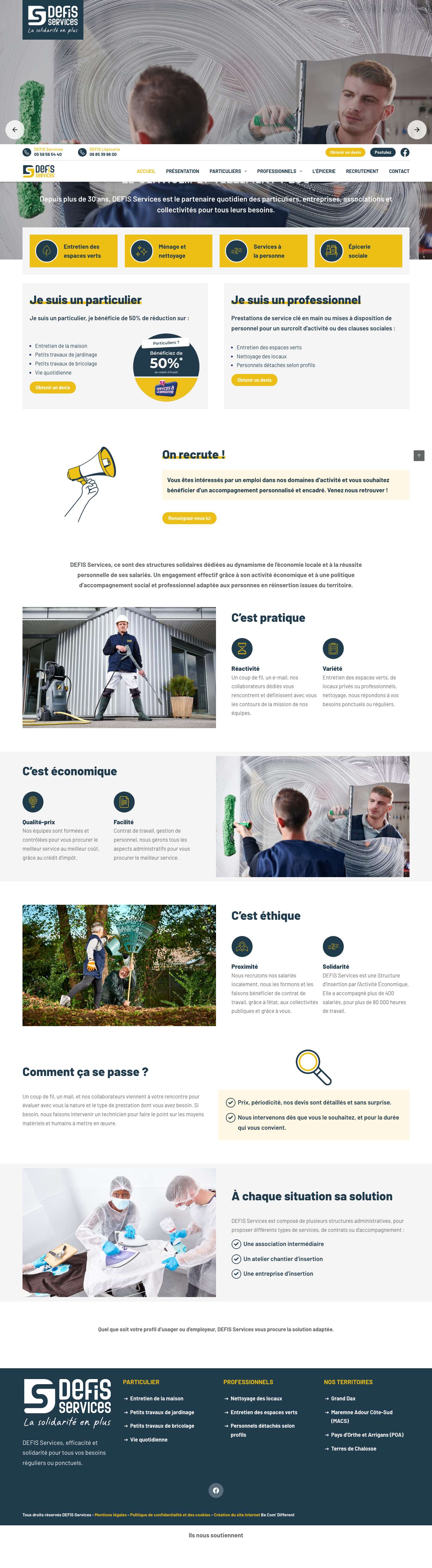 DEFIS Services : structures locales solidaires (Landes) - Full Screenshot