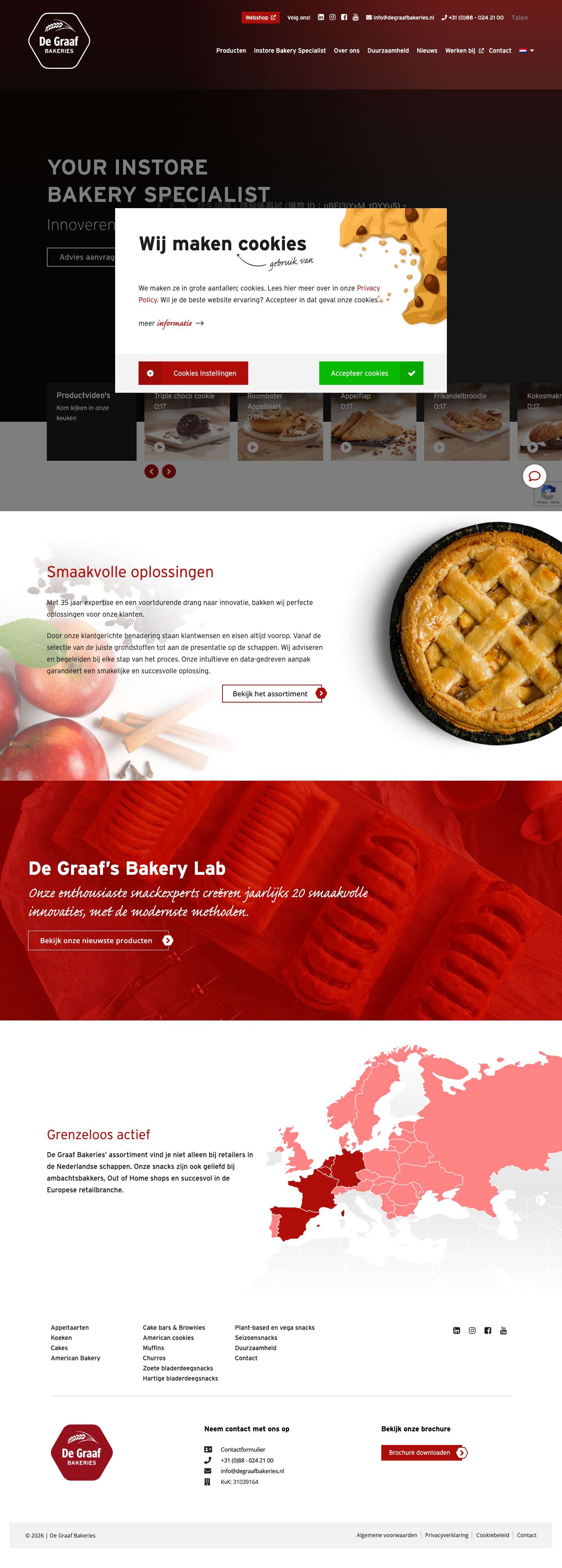 Your instore bakery specialist | De Graaf Bakeries - Full Screenshot