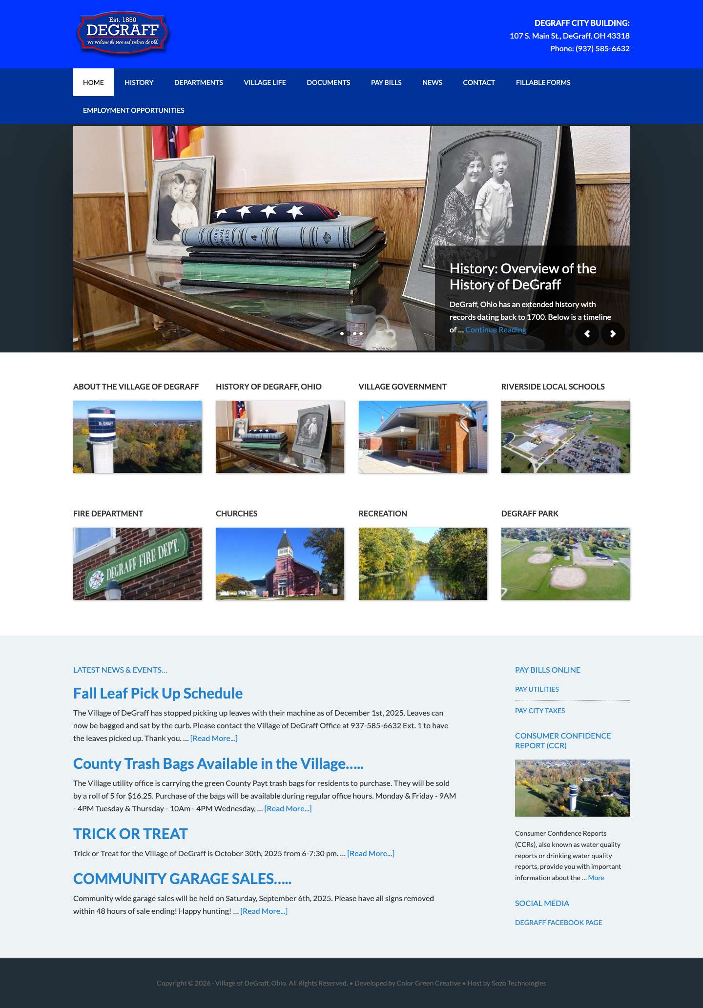 Village of DeGraff, Ohio – The Village of DeGraff is located in Logan County and is the home of the Riverside Local School District. - Full Screenshot