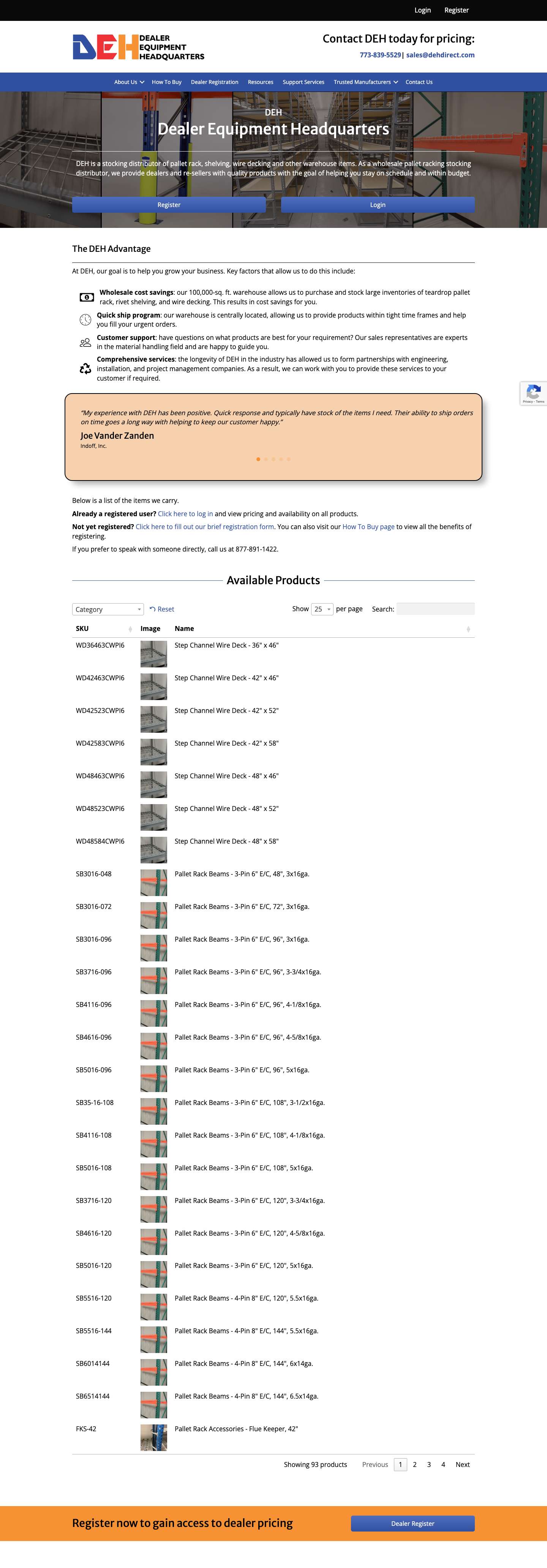 Dealer Equipment Headquarters - Wholesale Warehouse Item Distributor - Full Screenshot