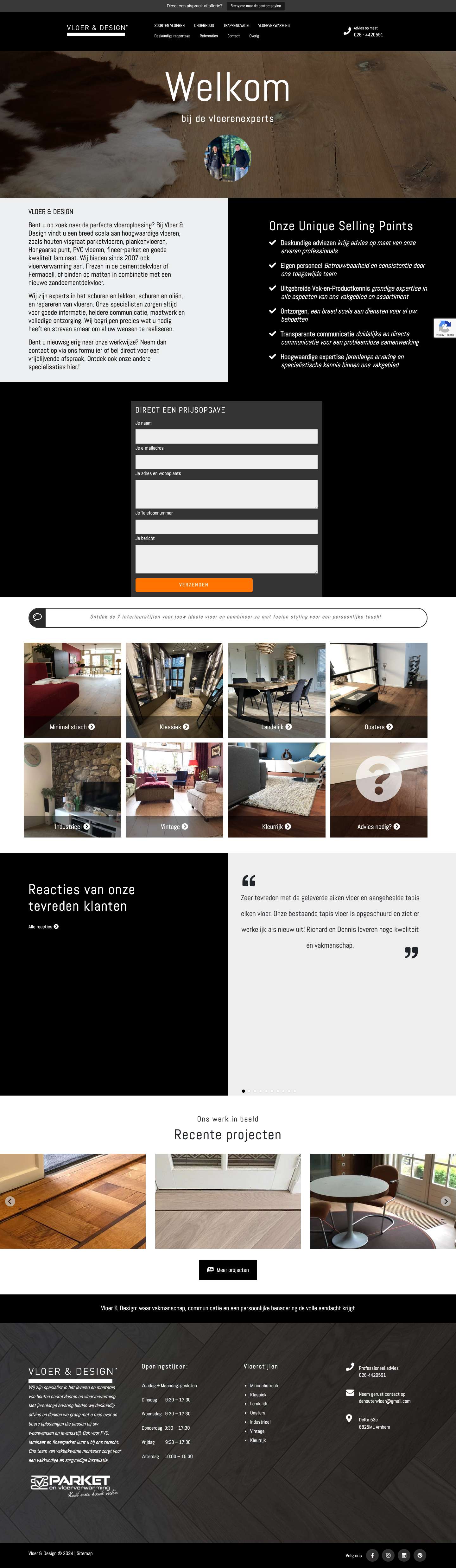 Vloer & Design - Houten vloeren specialist Arnhem - Full Screenshot