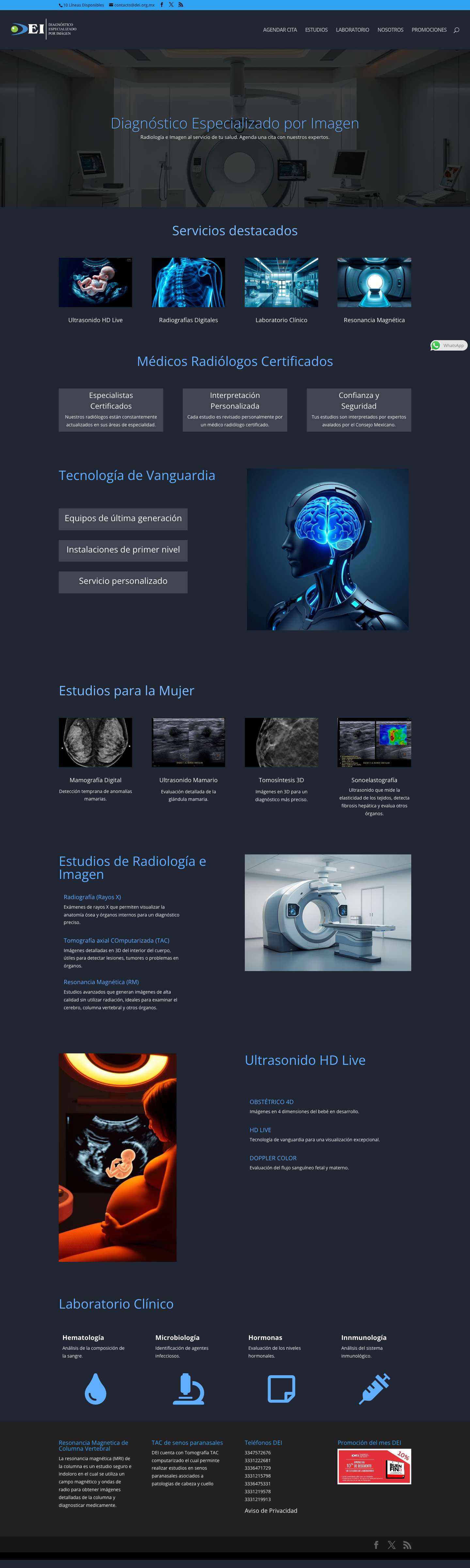 INICIO Bienvenido a Diagnostico Especializado por Imagen - Full Screenshot