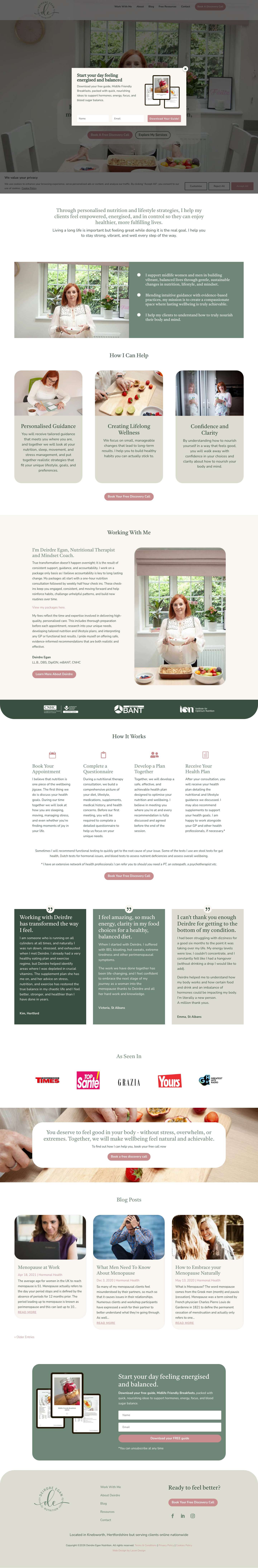 Nutritional Therapy for midlife women & Men | Deirdre Egan Nutrition - Full Screenshot