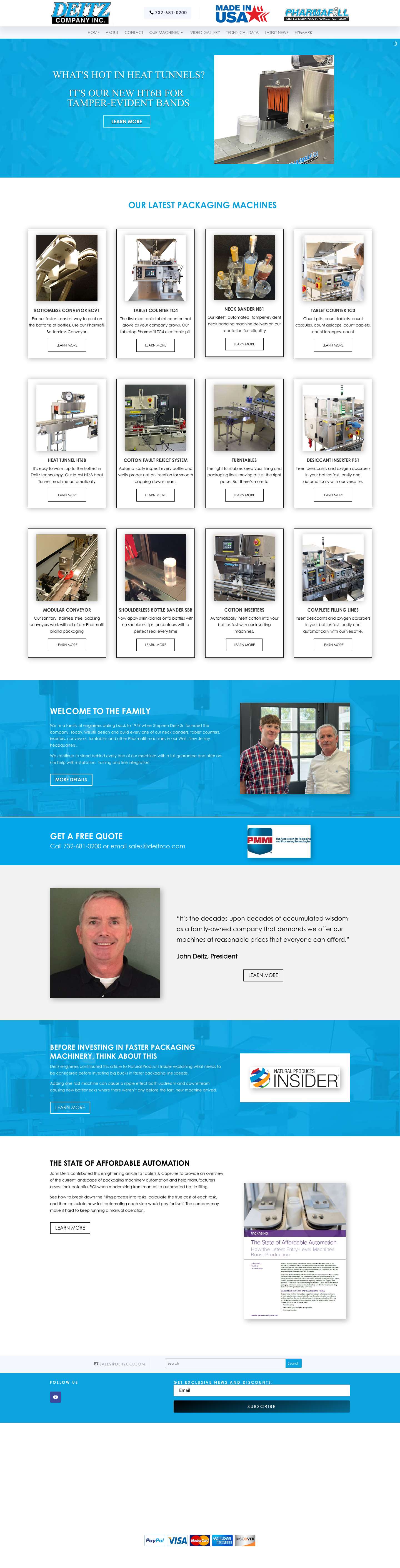 Deitz Company - Family-Owned Packaging Machinery Manufacturer - Full Screenshot