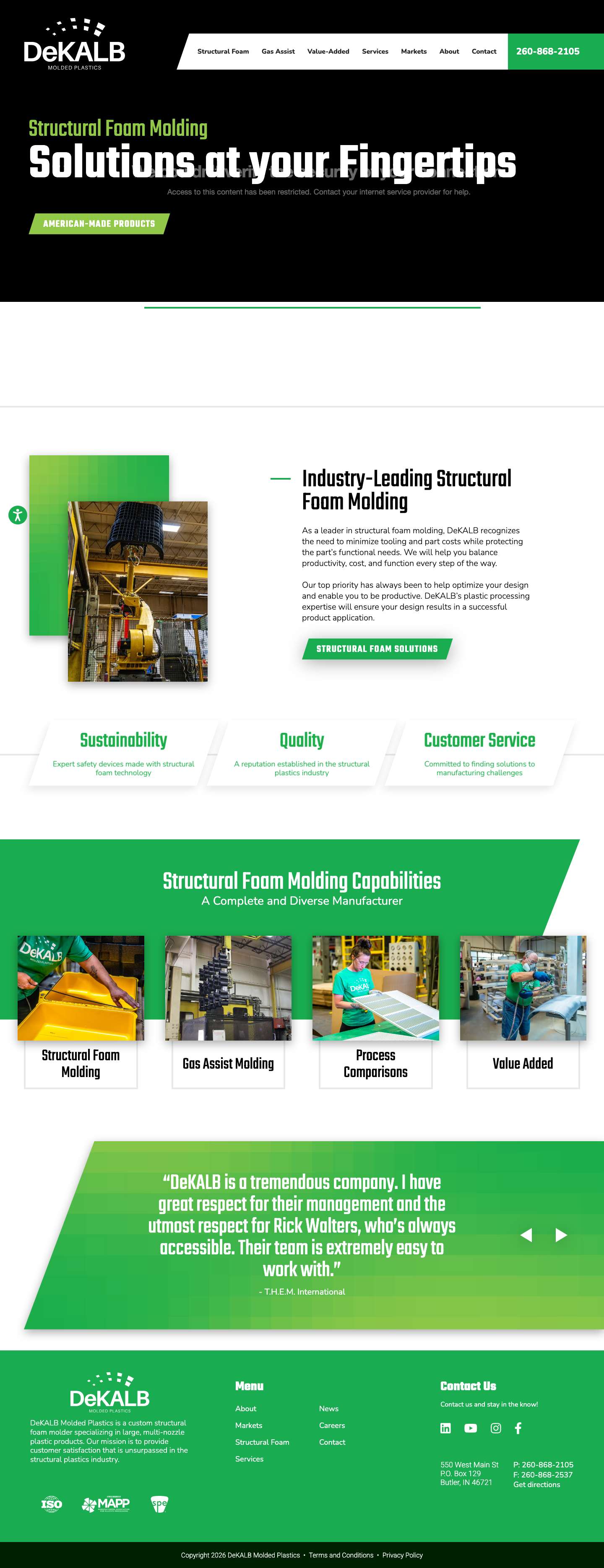 Plastic Structural Foam Molding Solutions - Home | De - Full Screenshot