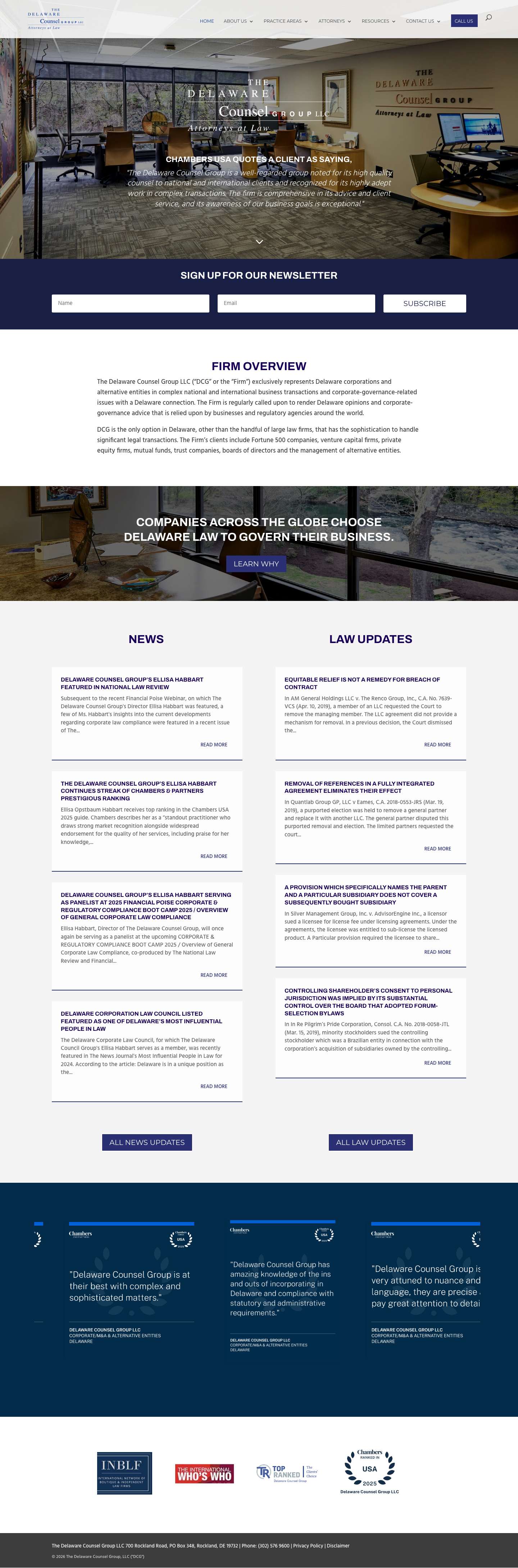 The Delaware Counsel Group | Corporate Counsel in Delaware - Full Screenshot