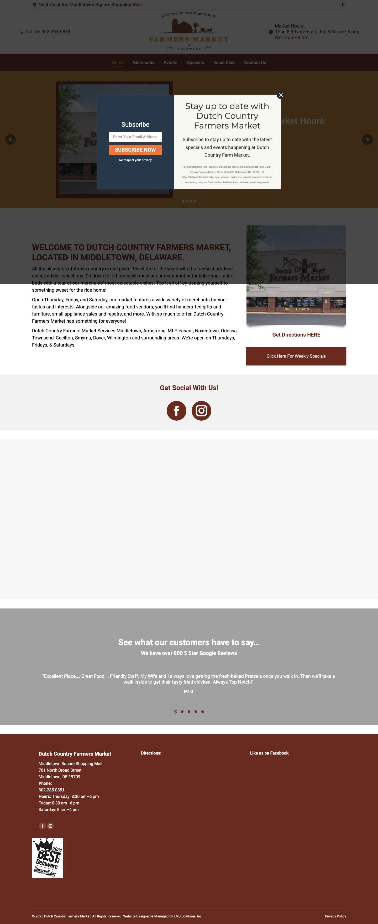 Delaware Farmers Market | Amish Market Middletown, Delaware - Full Screenshot