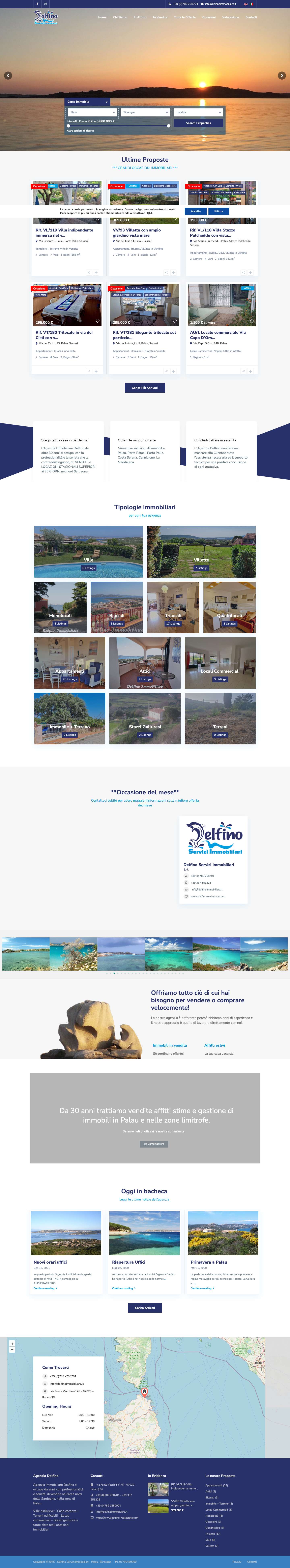 Homepage - Delfino Servizi Immobiliari - Palau -Sardegna - Full Screenshot