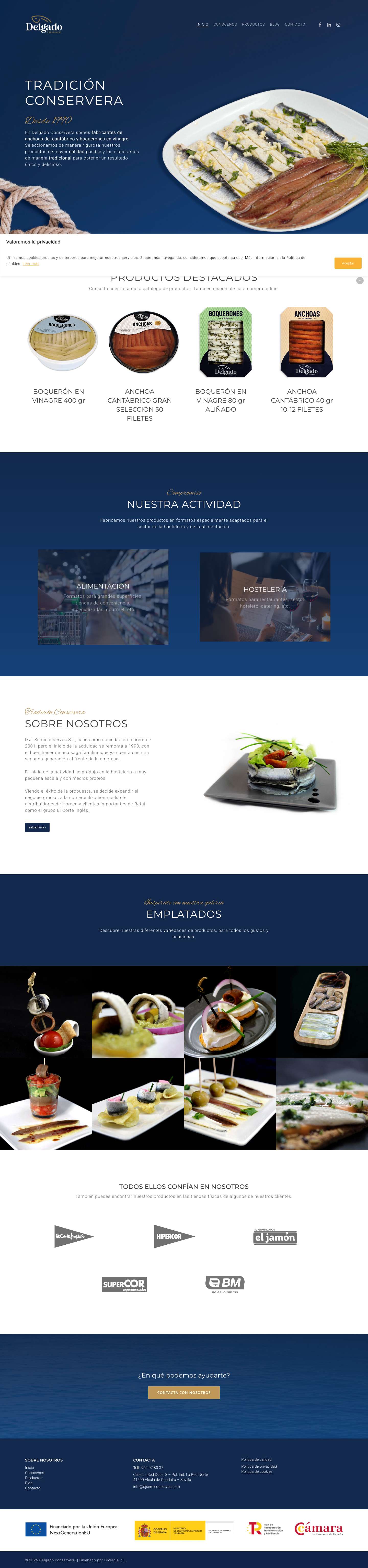 Fabricantes de anchoas del cantábrico y boquerones en vinagre - Full Screenshot