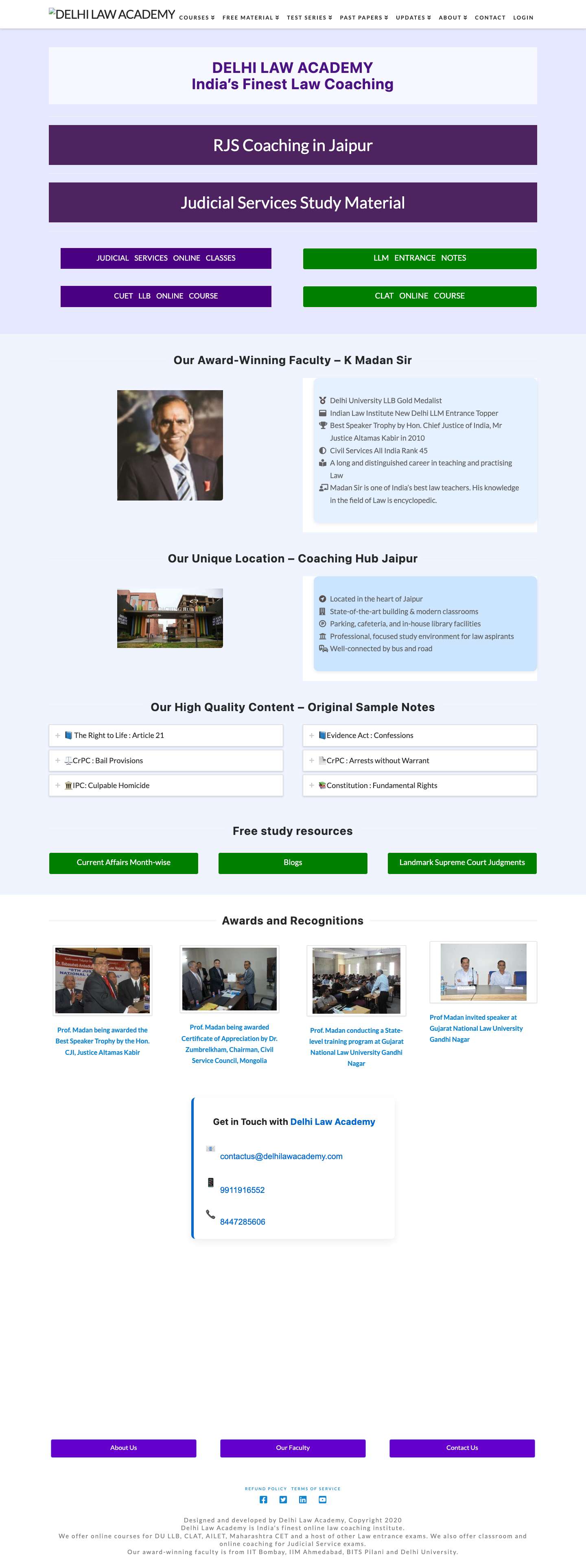 Delhi Law Academy | India's Best CLAT, DU LLB and Judiciary Coaching - Full Screenshot