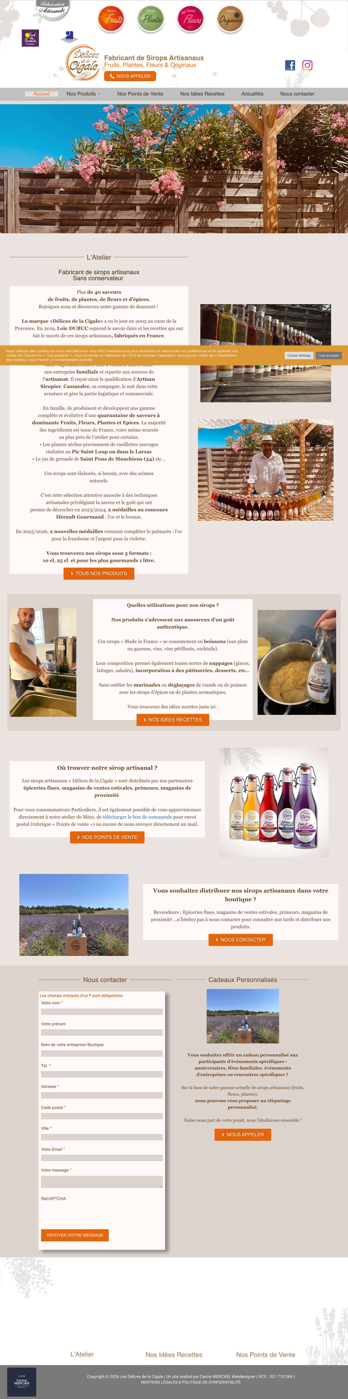 Sirops artisanaux - Les Délices de la Cigale - Full Screenshot