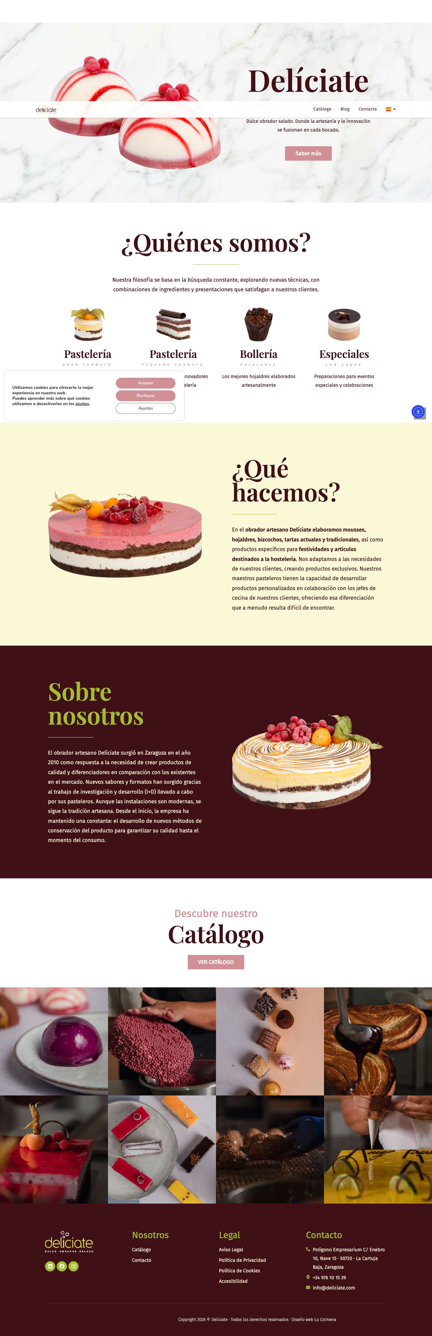 Obrador Artesano en Zaragoza Deliciate 👨‍🍳🍰 Hostelería, Eventos y Pastelerías - Full Screenshot