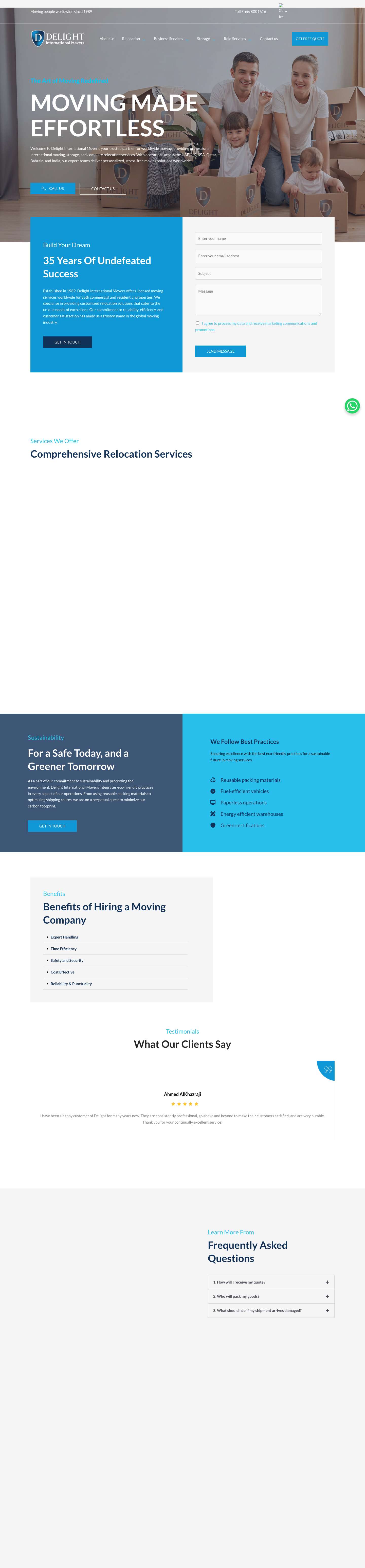 Delight Movers | International Packers and Movers in Abu Dhabi & DubaiCountry Selector - Full Screenshot