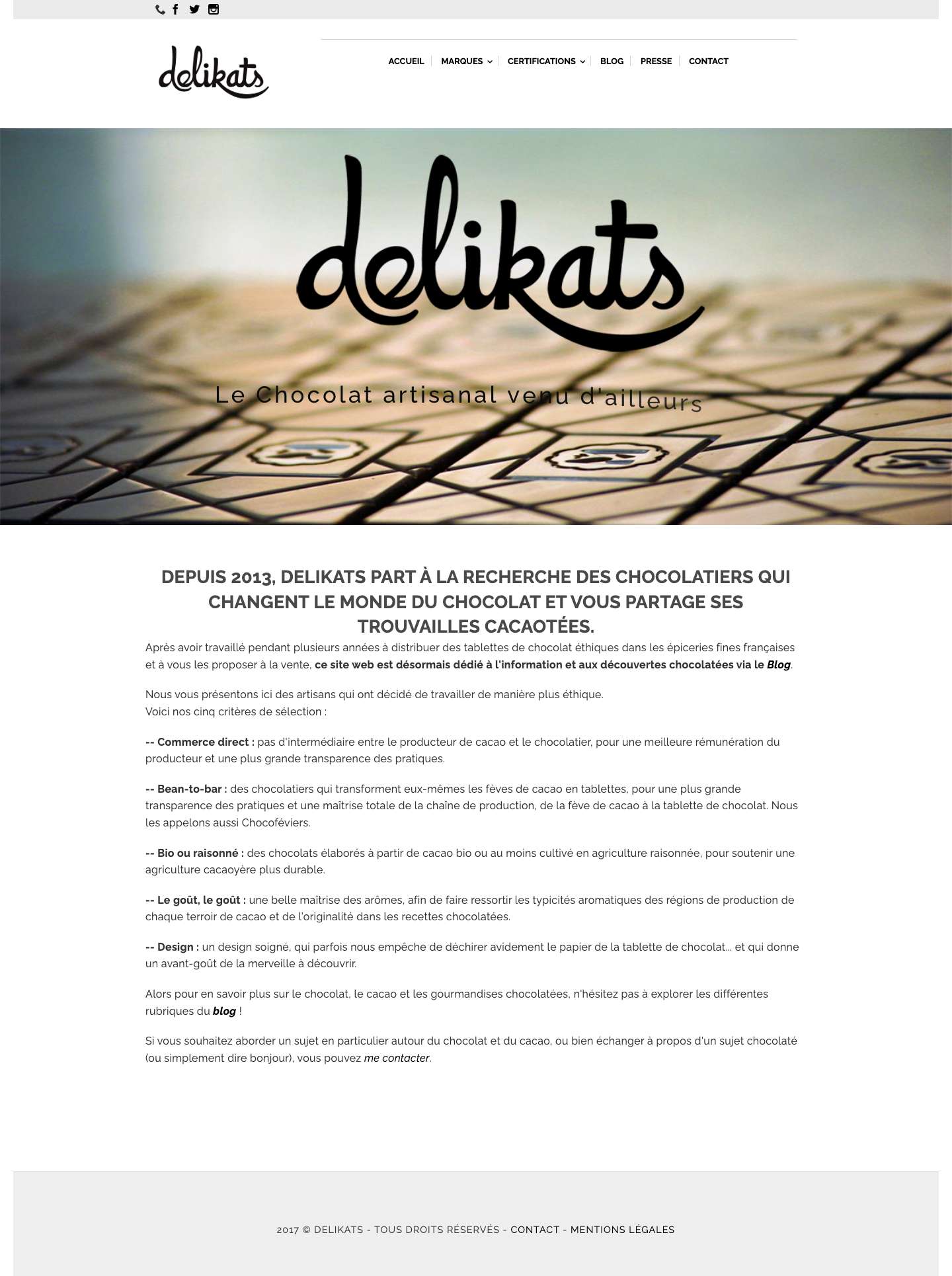 Le Chocolat Artisanal venu d'Ailleurs. - Full Screenshot