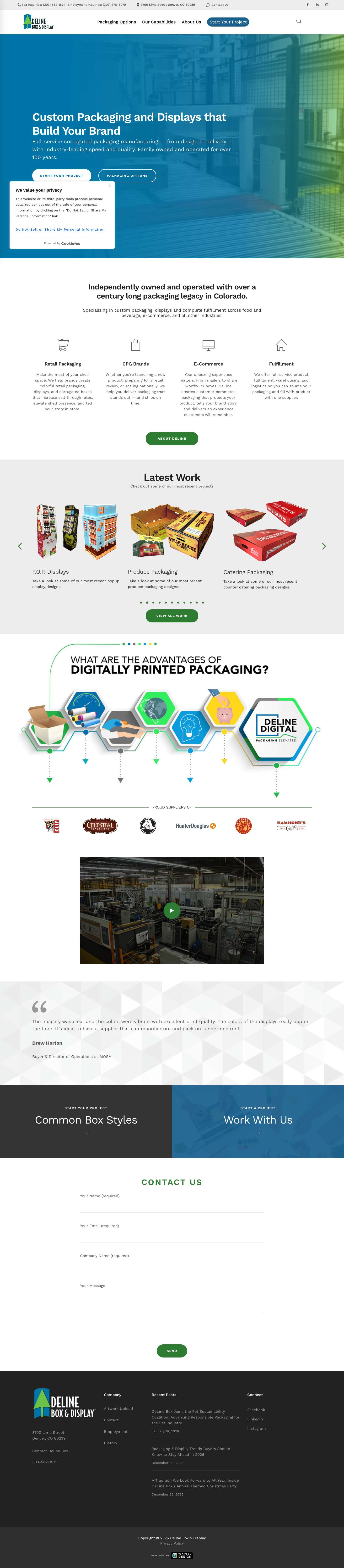 Deline Box & Display | Custom Packaging Manufacturer - Full Screenshot