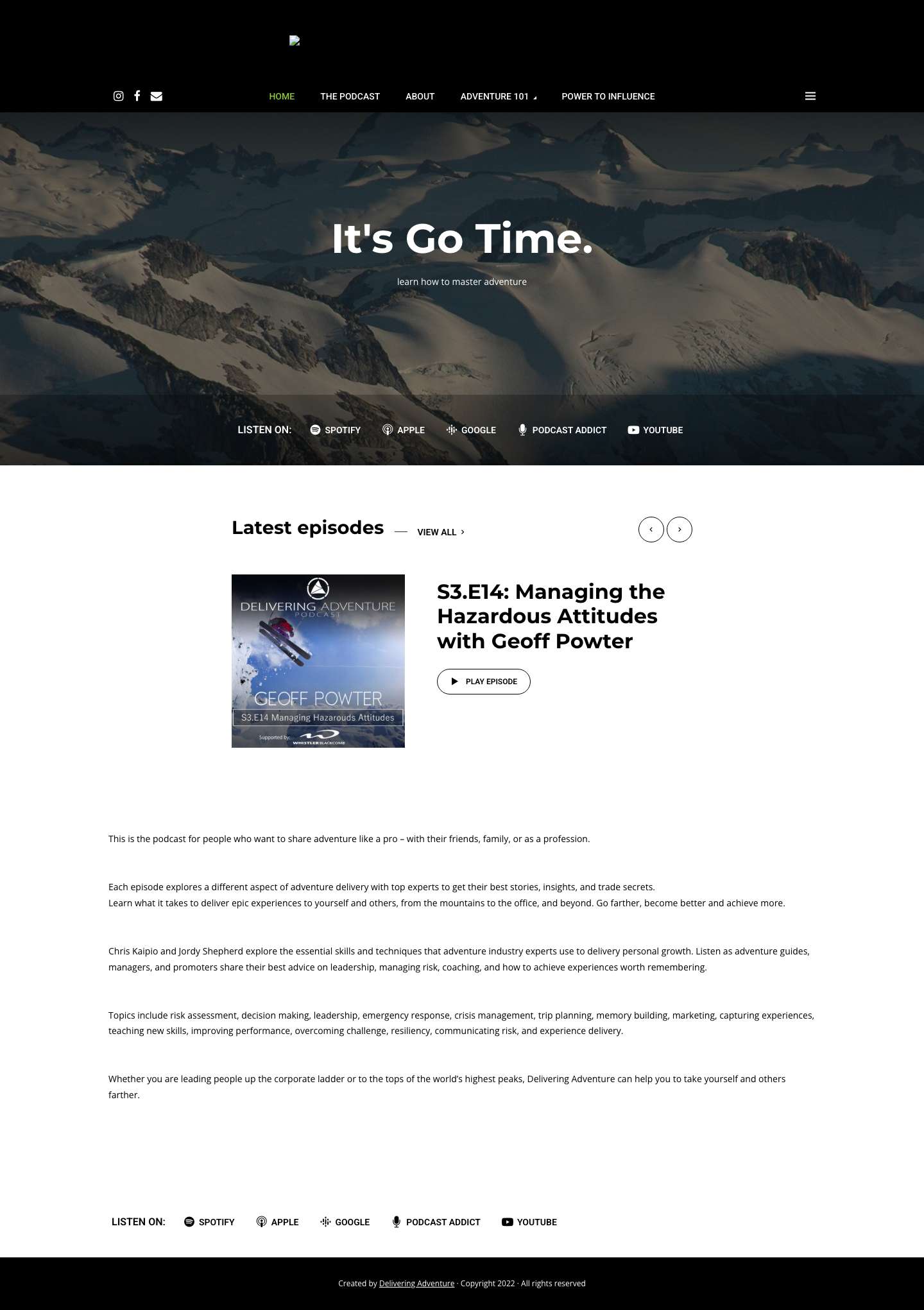 Home - Delivering Adventure | Podcast - Full Screenshot