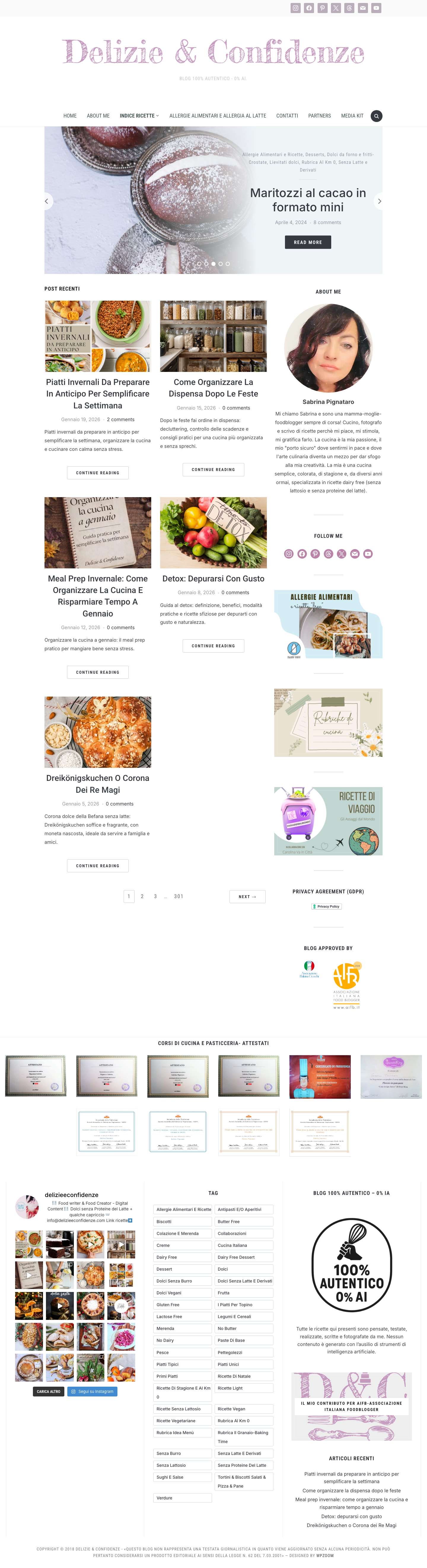 Delizie & Confidenze - blog 100% autentico - 0% AI. - Full Screenshot