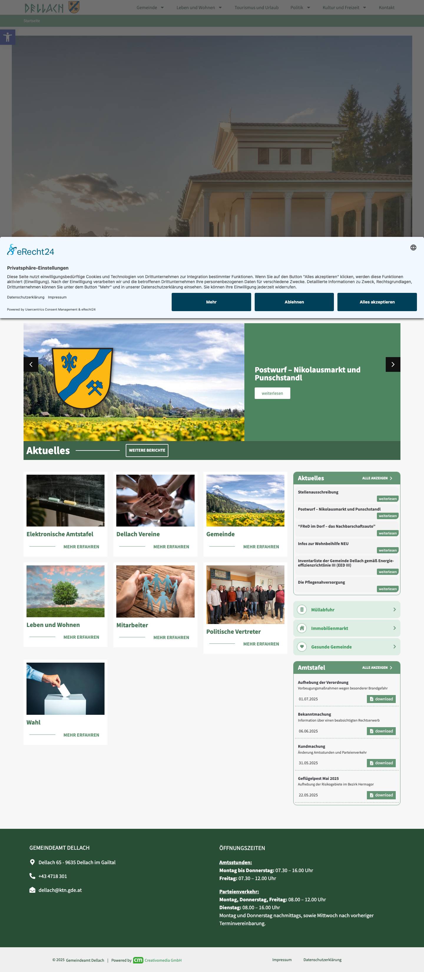Gemeinde DellachhouseHilfsmittel zur BarrierefreiheitText vergrößernText verkleinernGraustufenHoher KontrastNegativer KontrastHeller HintergrundLinks unterstreichenLesbare SchriftartReset - Full Screenshot