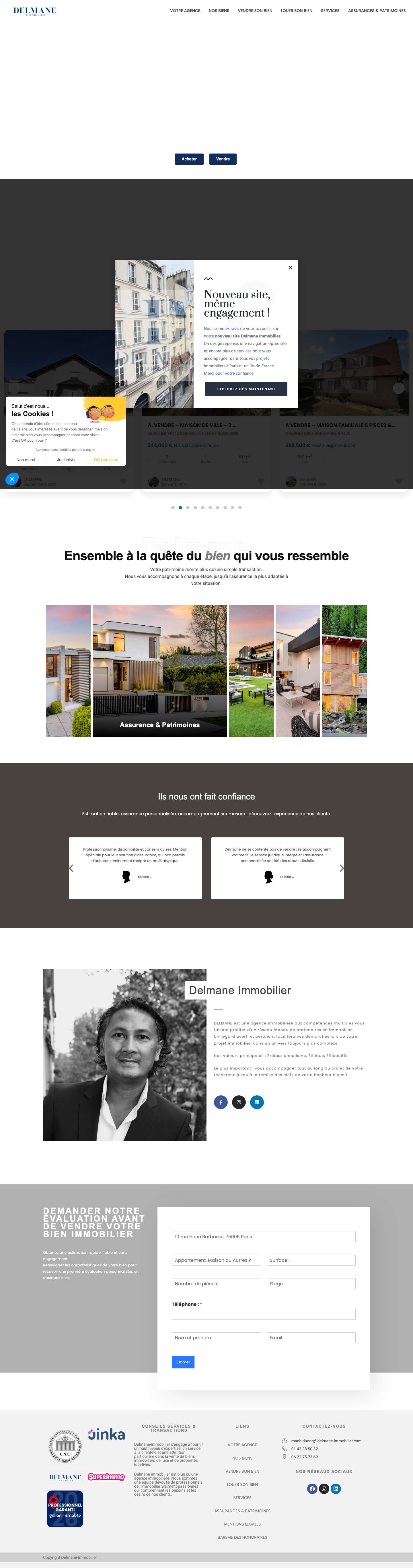 DELMANE Immobilier- Votre agence immobiliere sur Paris & Petite couronne - Full Screenshot