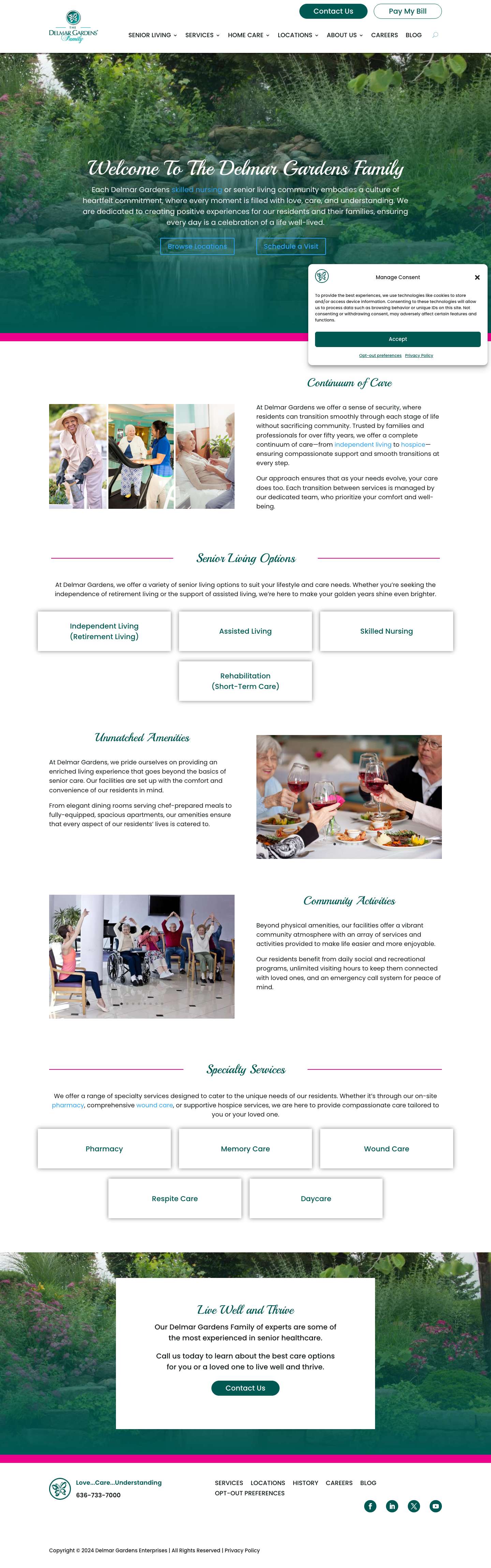 Retirement Living & Senior Care | Nursing Home | Delmar Gardens - Full Screenshot