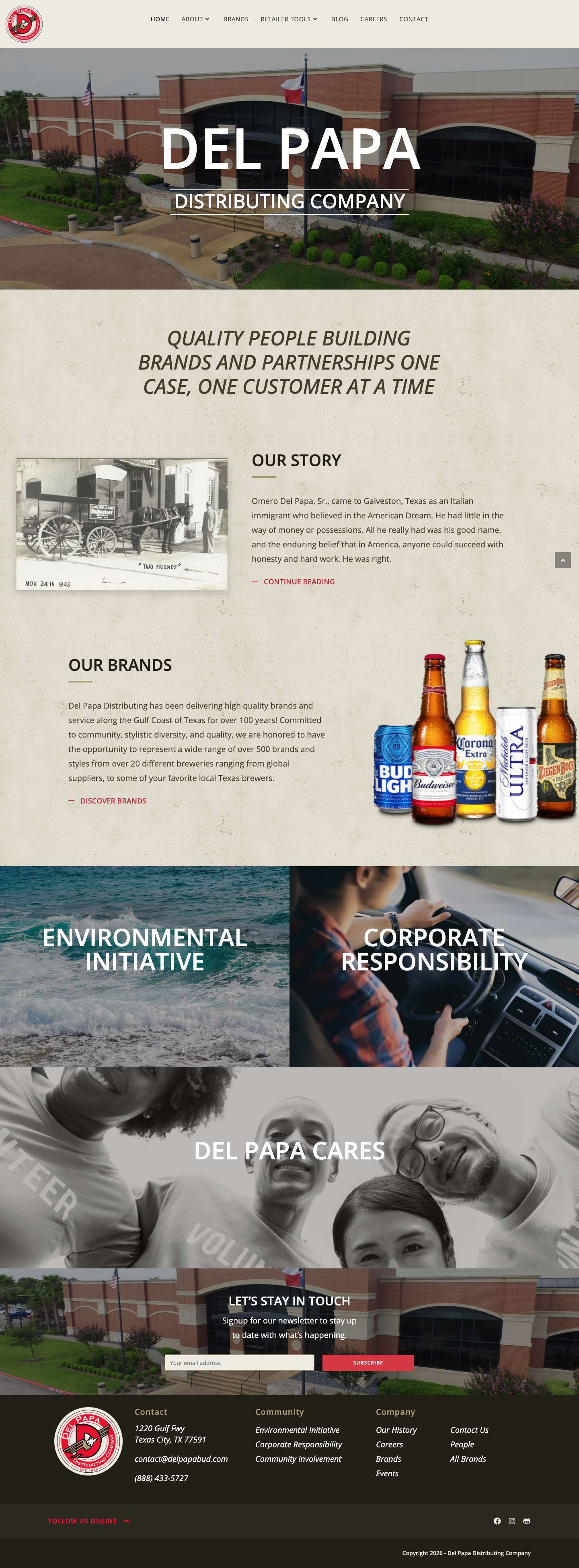 Del Papa Distributing Company | Texas Brewing Distribution - Full Screenshot