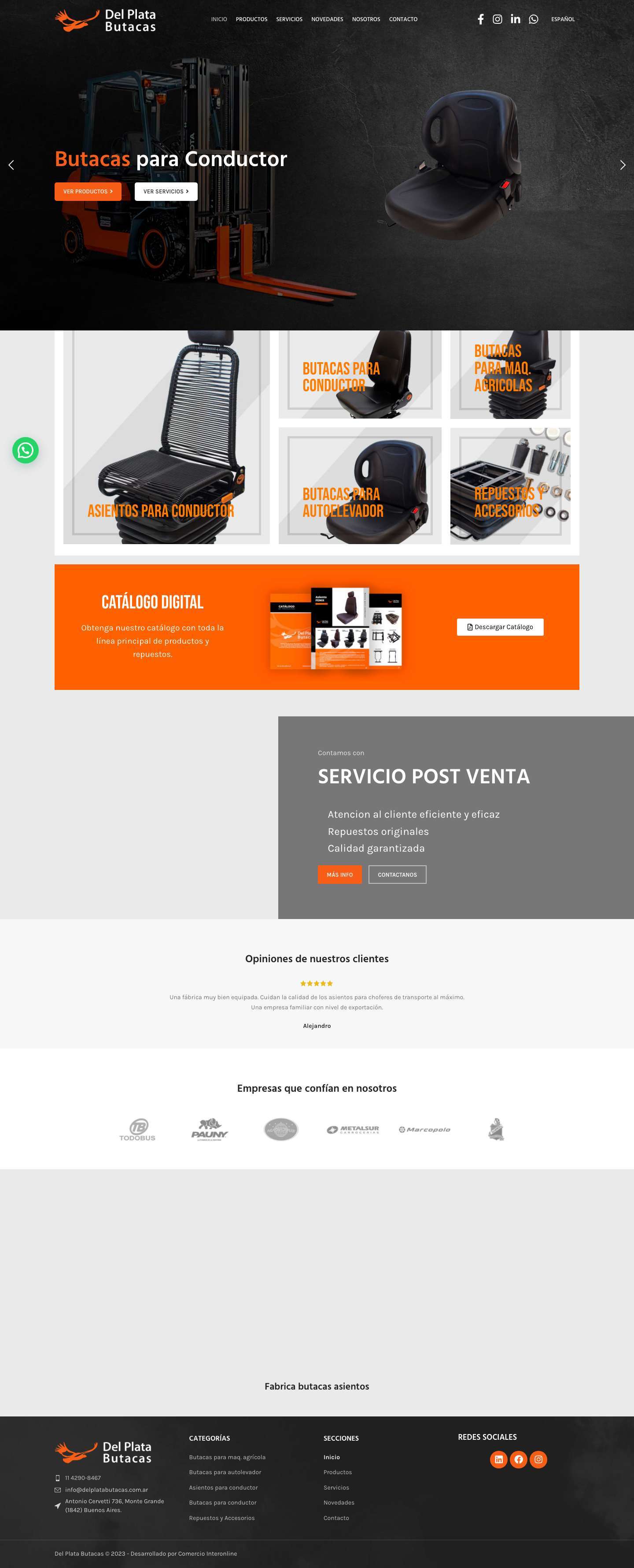 Inicio - Fabrica butacas asientos neumatica colectivo micro - Full Screenshot