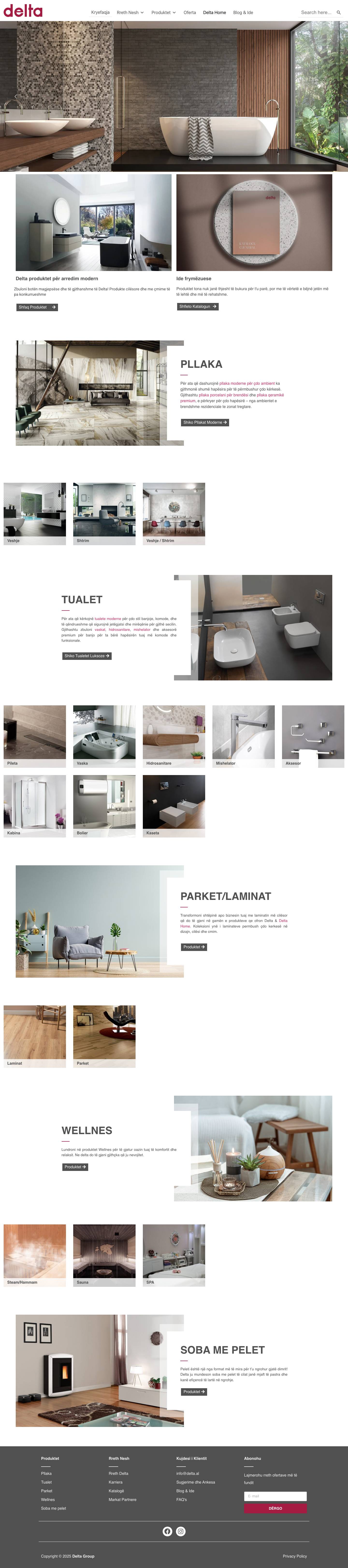Ekspertë në pllaka, parket dhe hidro-sanitare që nga 1996 - Delta - Full Screenshot