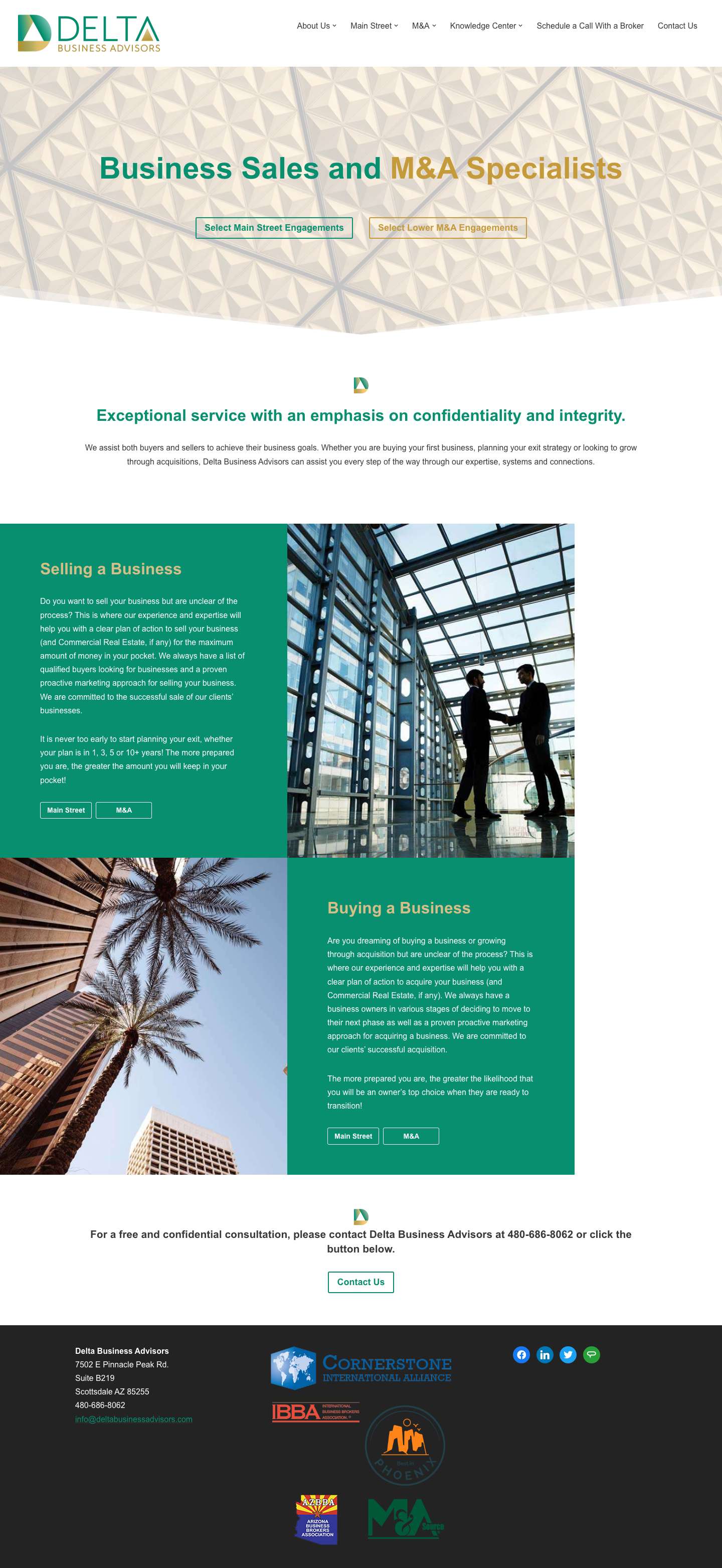 Business Sales and M&A Specialists | Delta Business Advisors - Full Screenshot