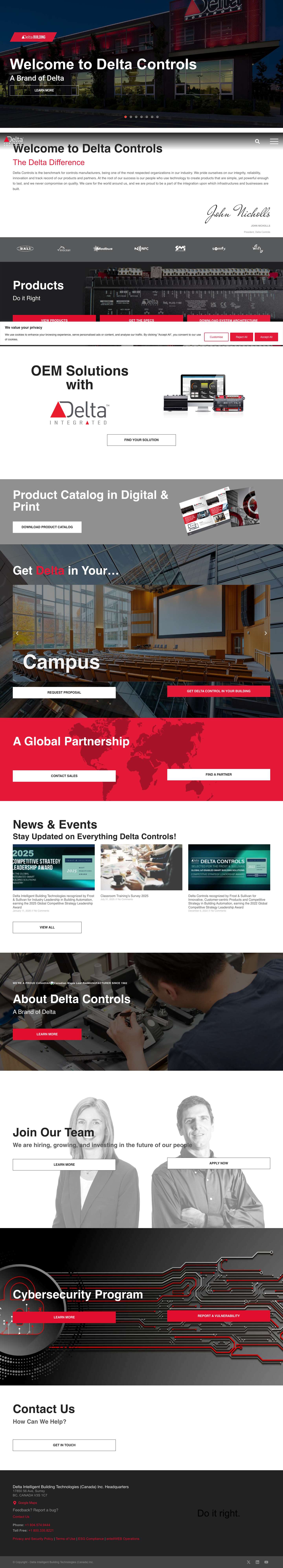 Delta Intelligent Building Technologies (Canada) Inc. | Delta Controls - Full Screenshot