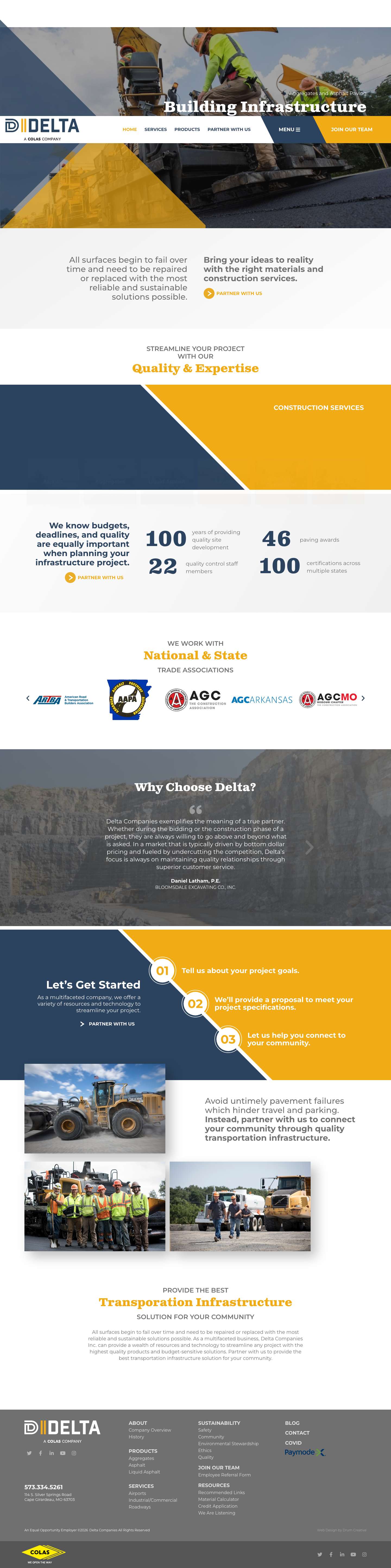 Aggregates Asphalt Paving | Delta Companies - Full Screenshot