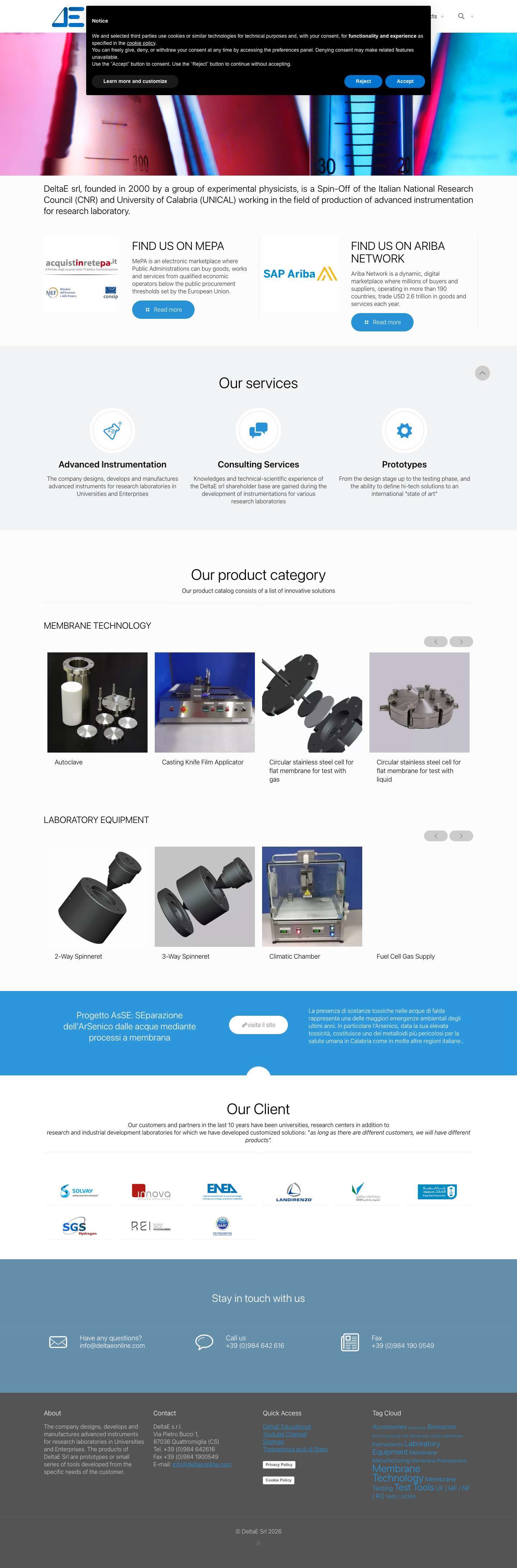 DeltaE srl advanced instrumentation for research, didactics and industrial exploitation - Full Screenshot