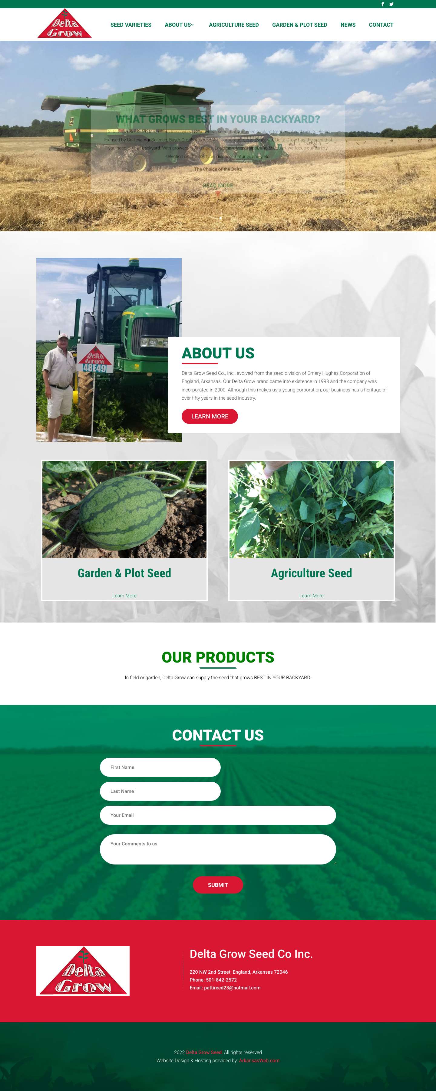 Delta Grow Seed Co. - soybean and wheat seed - Arkansas, Louisiana, Mississippi, and Missouri. | Delta Grow Seed Company offers soybean and wheat seed to plant. Growers in Arkansas, Louisiana, Mississ... - Full Screenshot