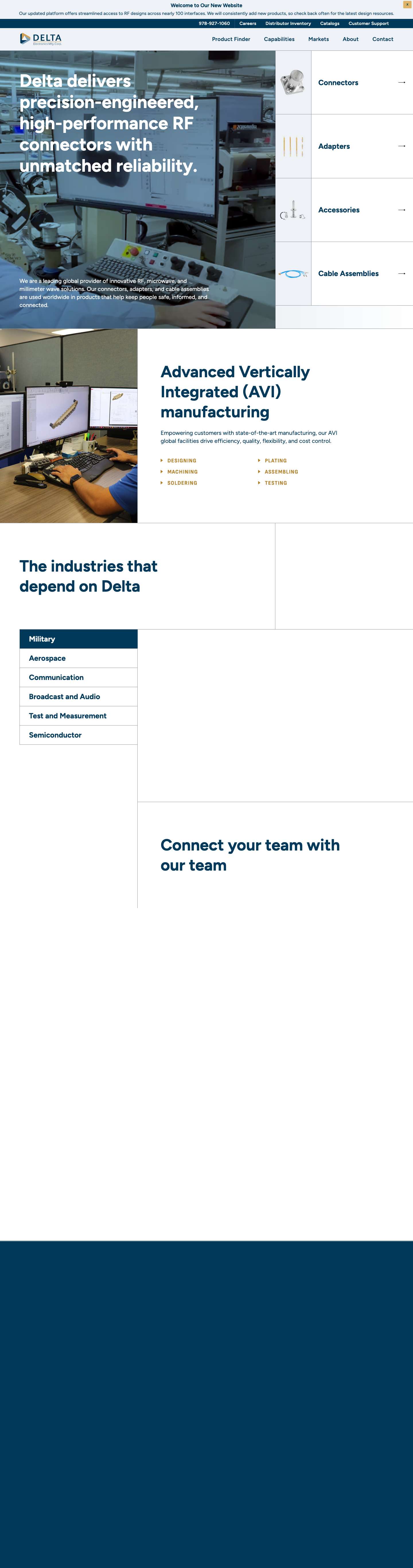 RF Connectors - RF Adapters - RF Cable Assemblies - Delta - Full Screenshot