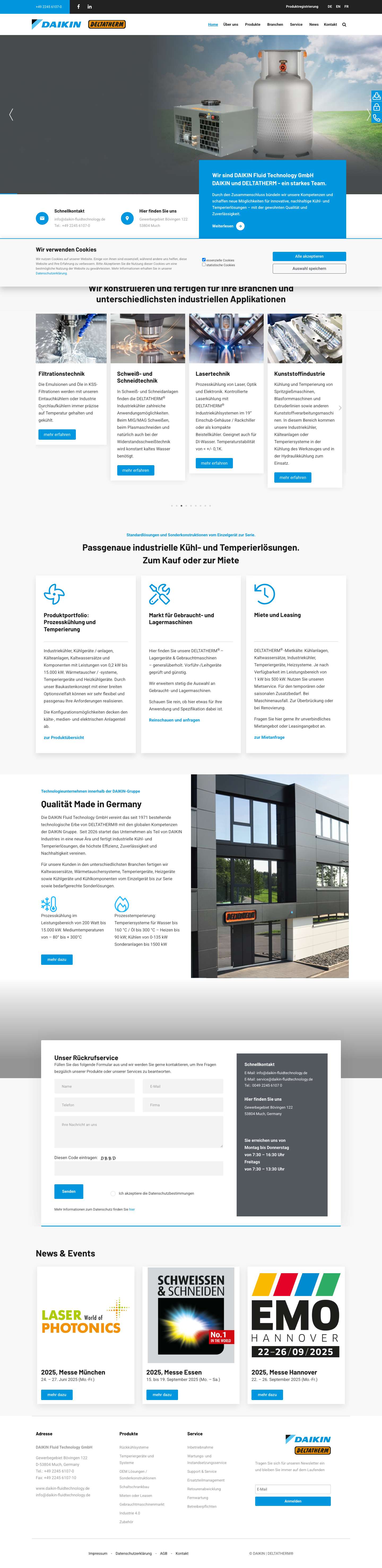 Industriekühlung | Temperieranlagen | Heizen und Kühlen - DELTATHERM - Full Screenshot