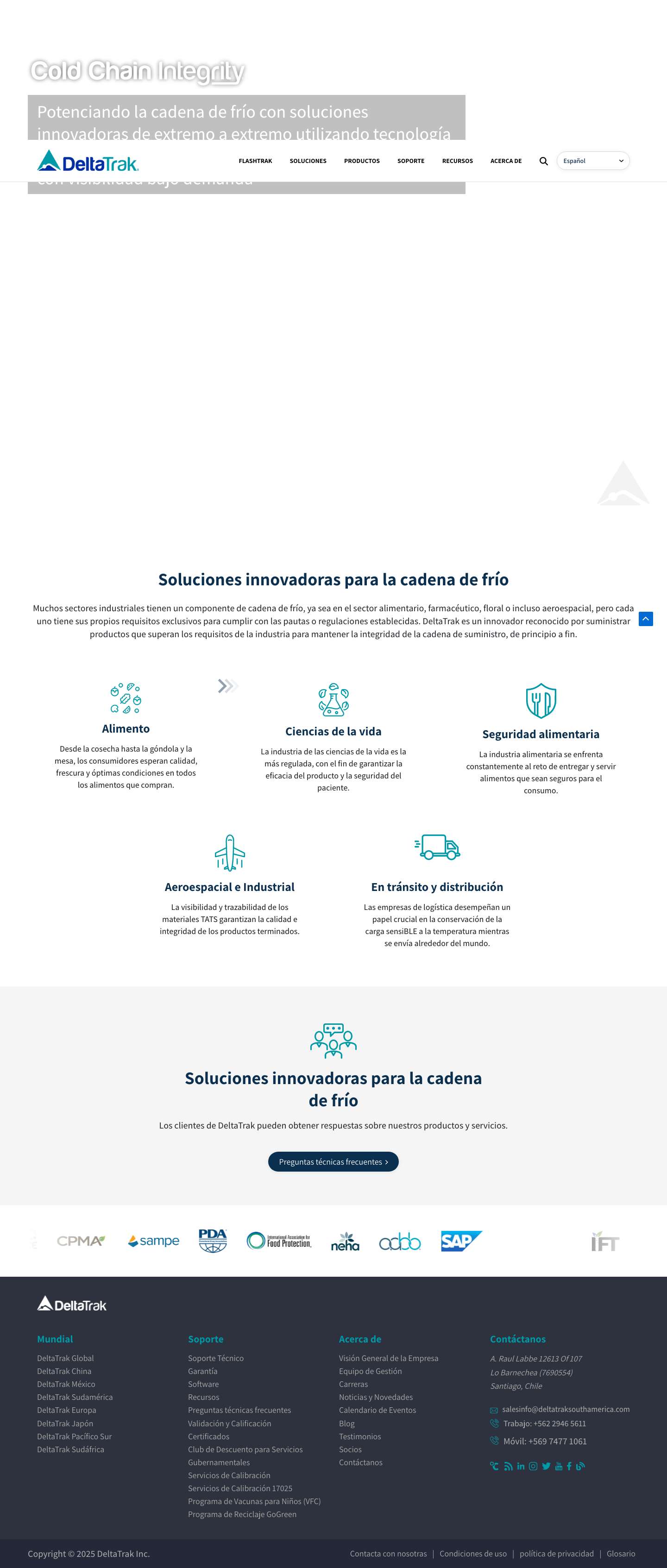 DeltaTrak South AmericaPanel de control de Cold - Full Screenshot