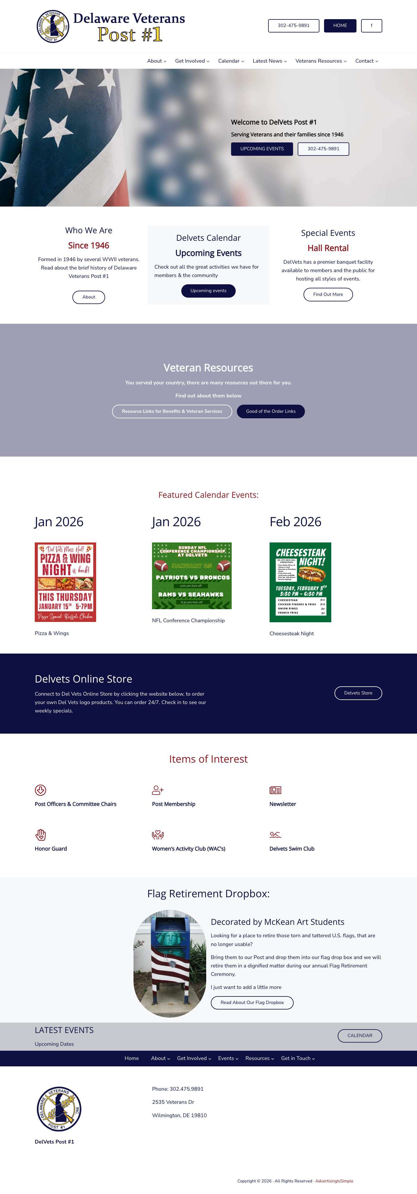 Delaware Veterans Post #1 Serving North Wilmington Veterans and Their Family – Serving Veterans and their Families - Full Screenshot