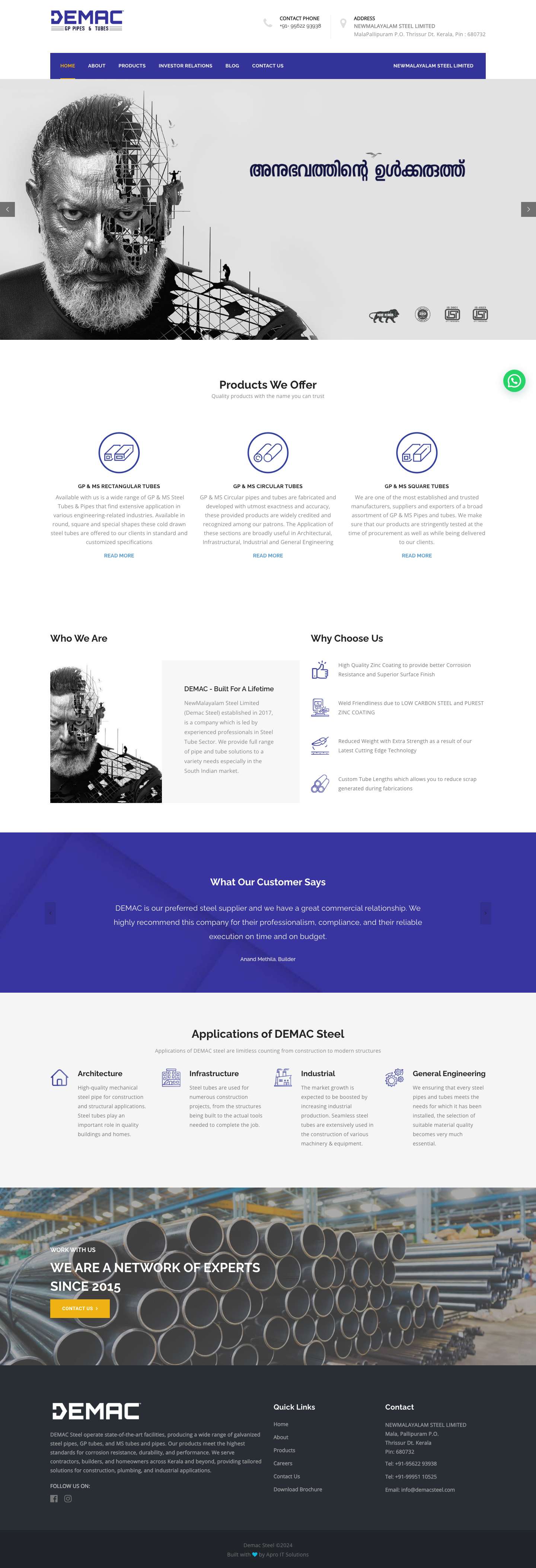 Best Gp & Ms Tubes and Pipes in Kerala - Demac Steel - Full Screenshot